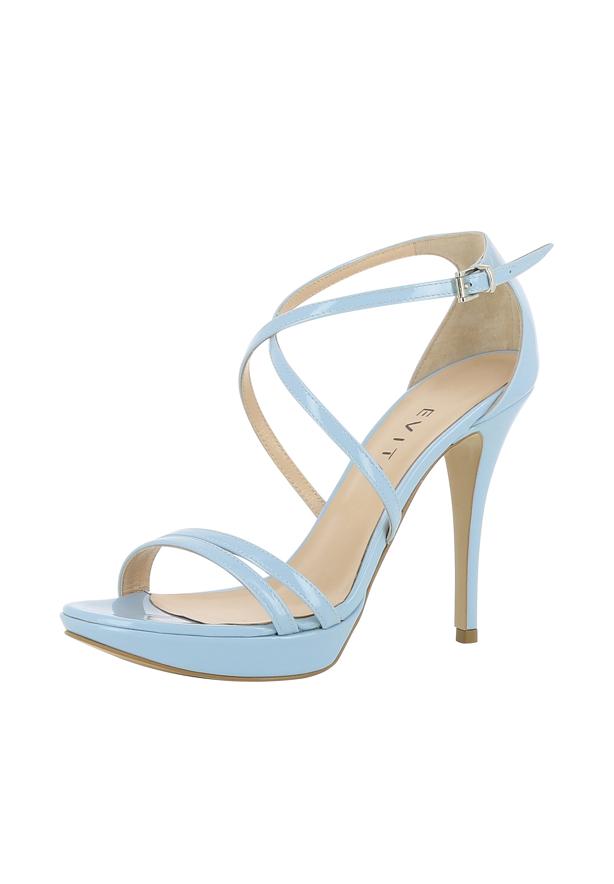 VALERIA Damen Sandalette - Lackleder hellblau