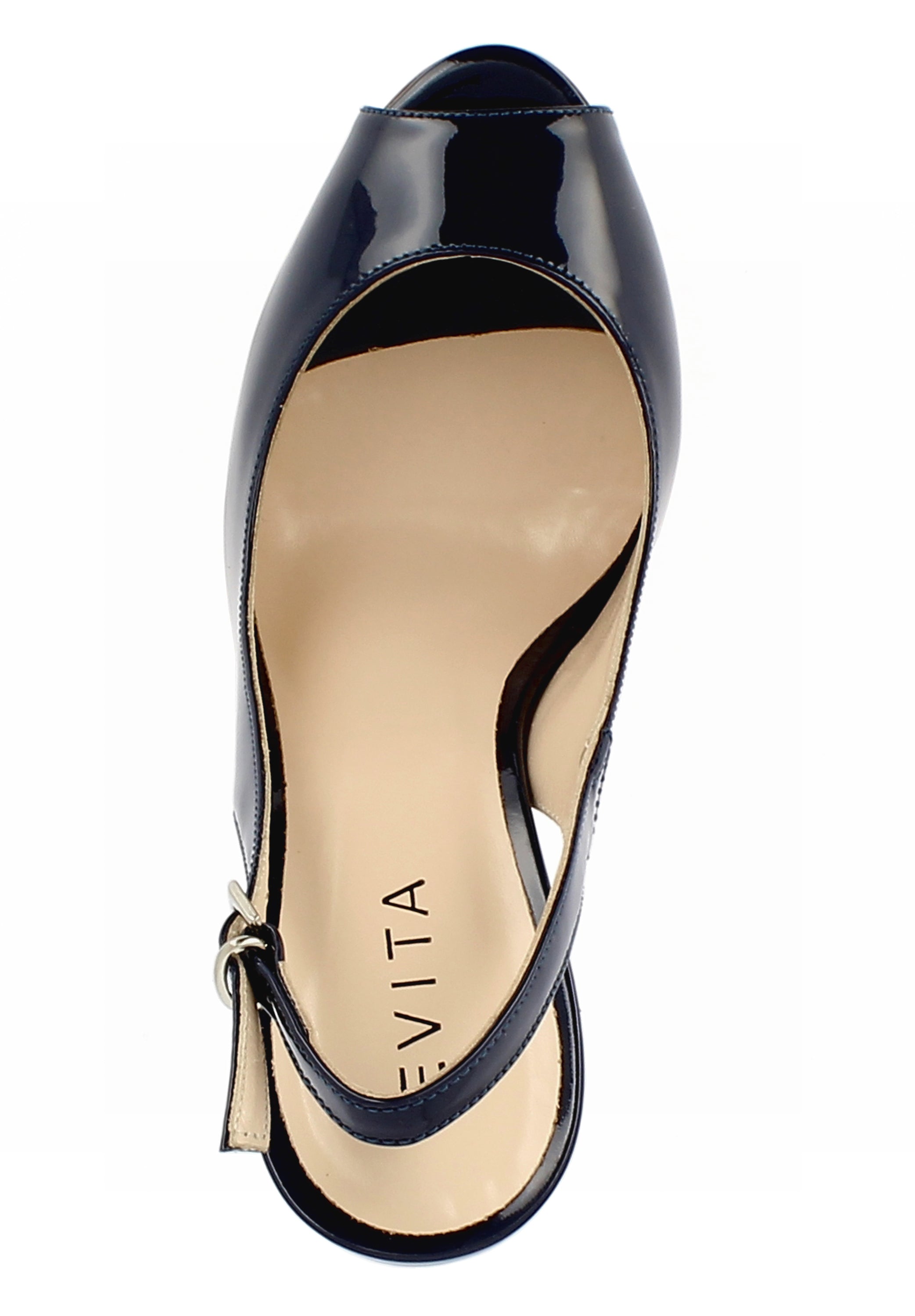ALESSANDRA Damen Sling Peeptoe - Lackleder dunkelblau