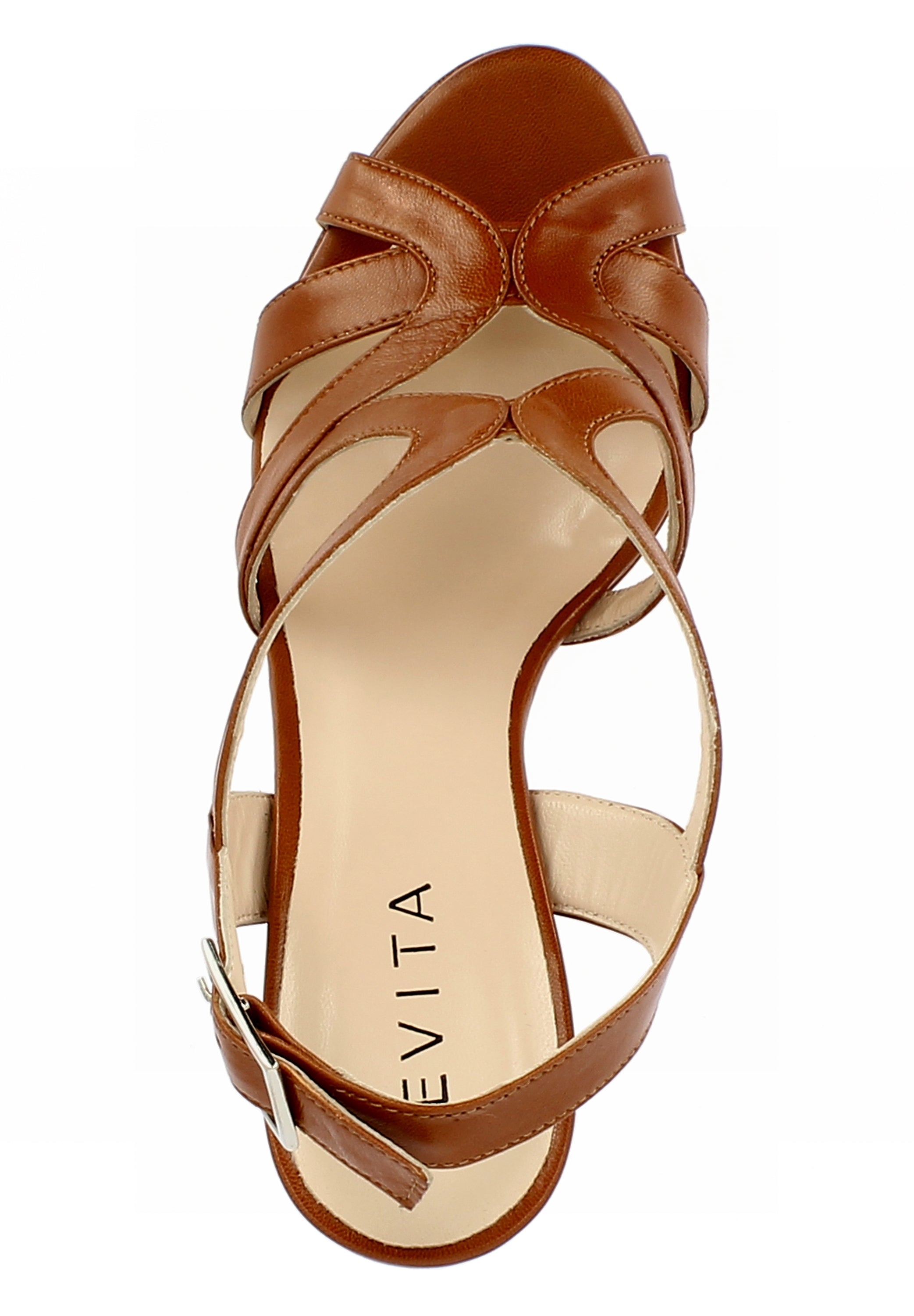 LANA Damen Sandalette - Glattleder cognac