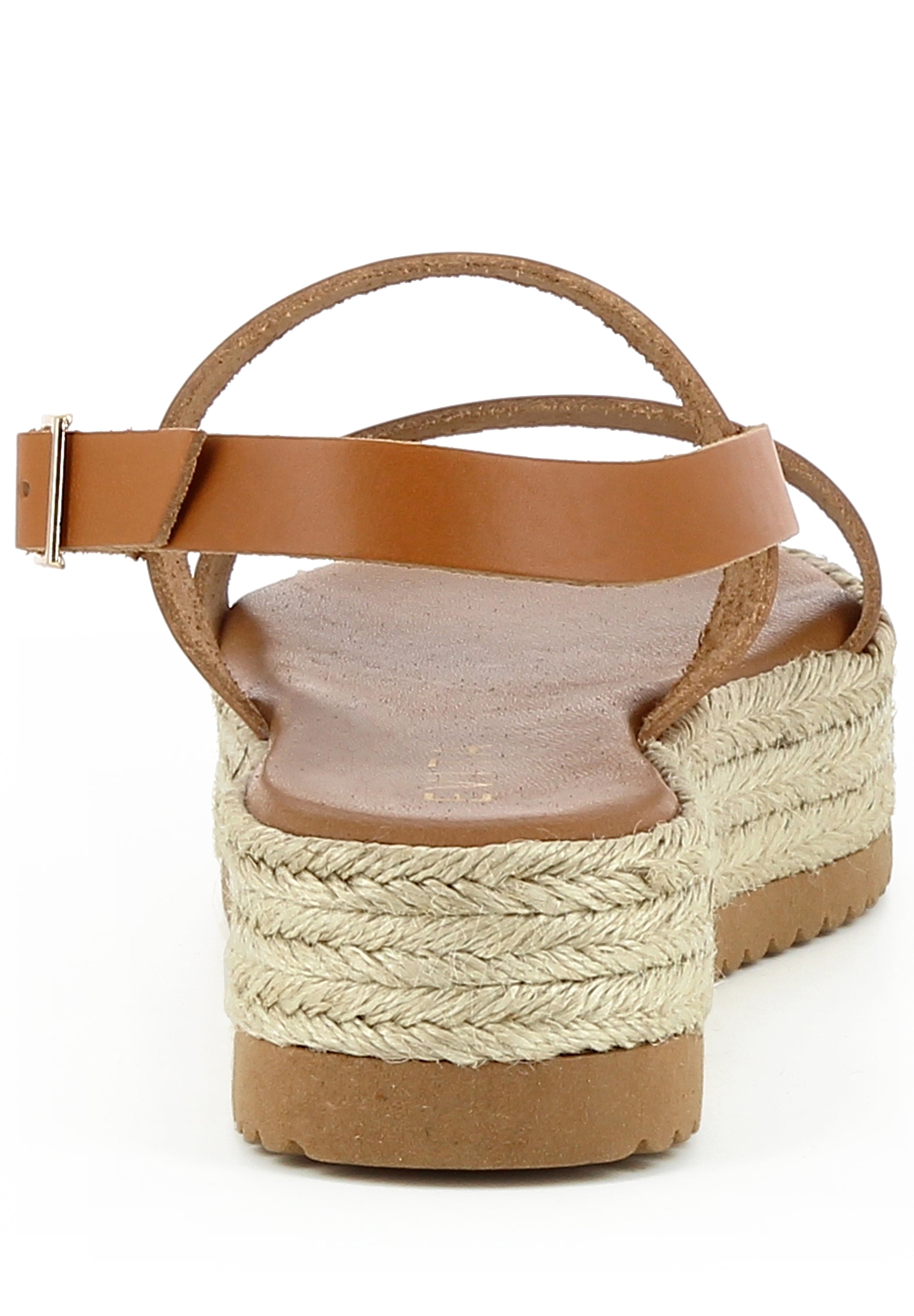 ATHENA Damen Plateausandalette - Glattleder cognac