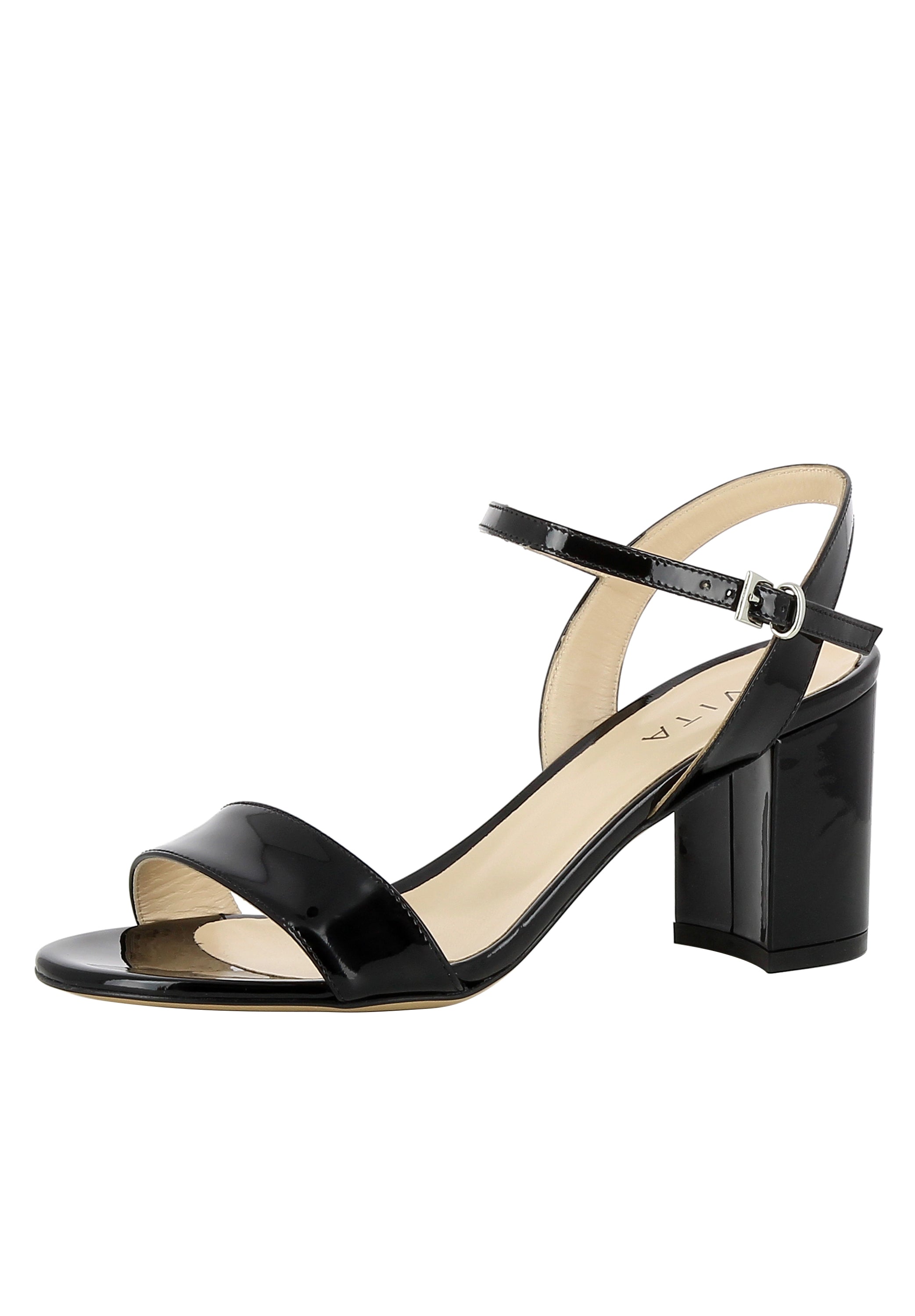 AMBRA Damen Sandalette - Lackleder schwarz