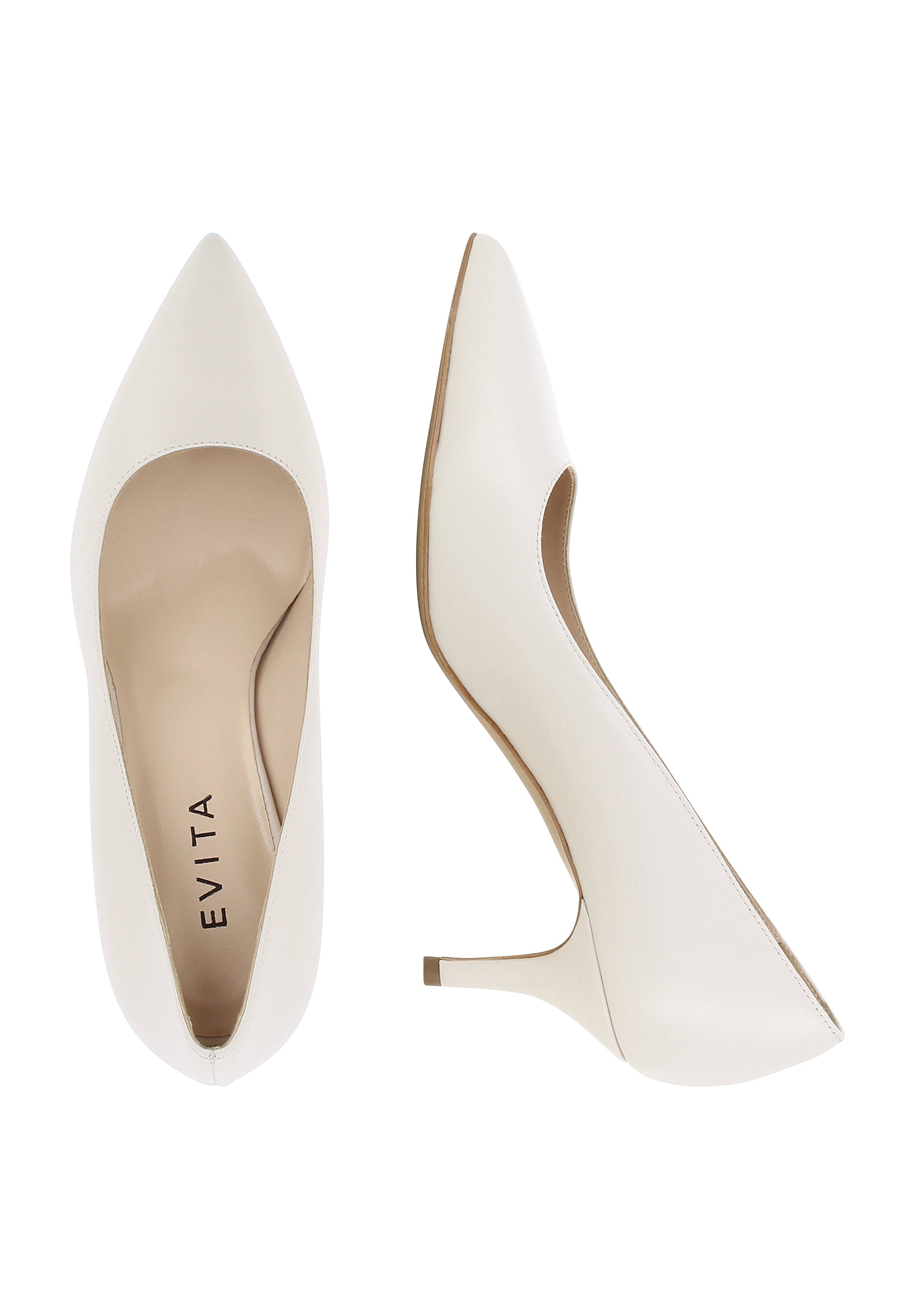 GIULIA Damen Pumps - Glattleder cremeweiß