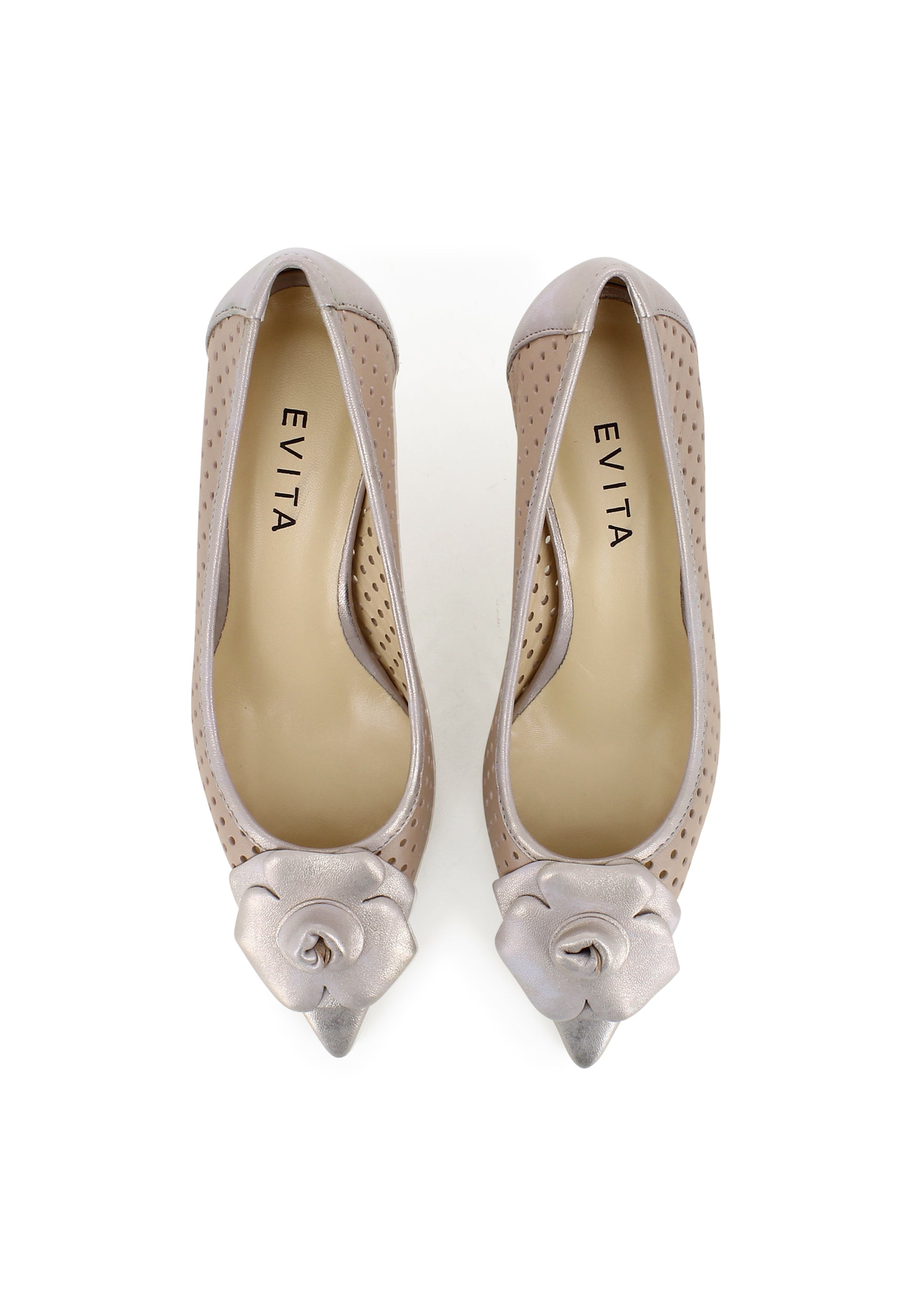 PERLA Damen Pumps - Glattleder beige