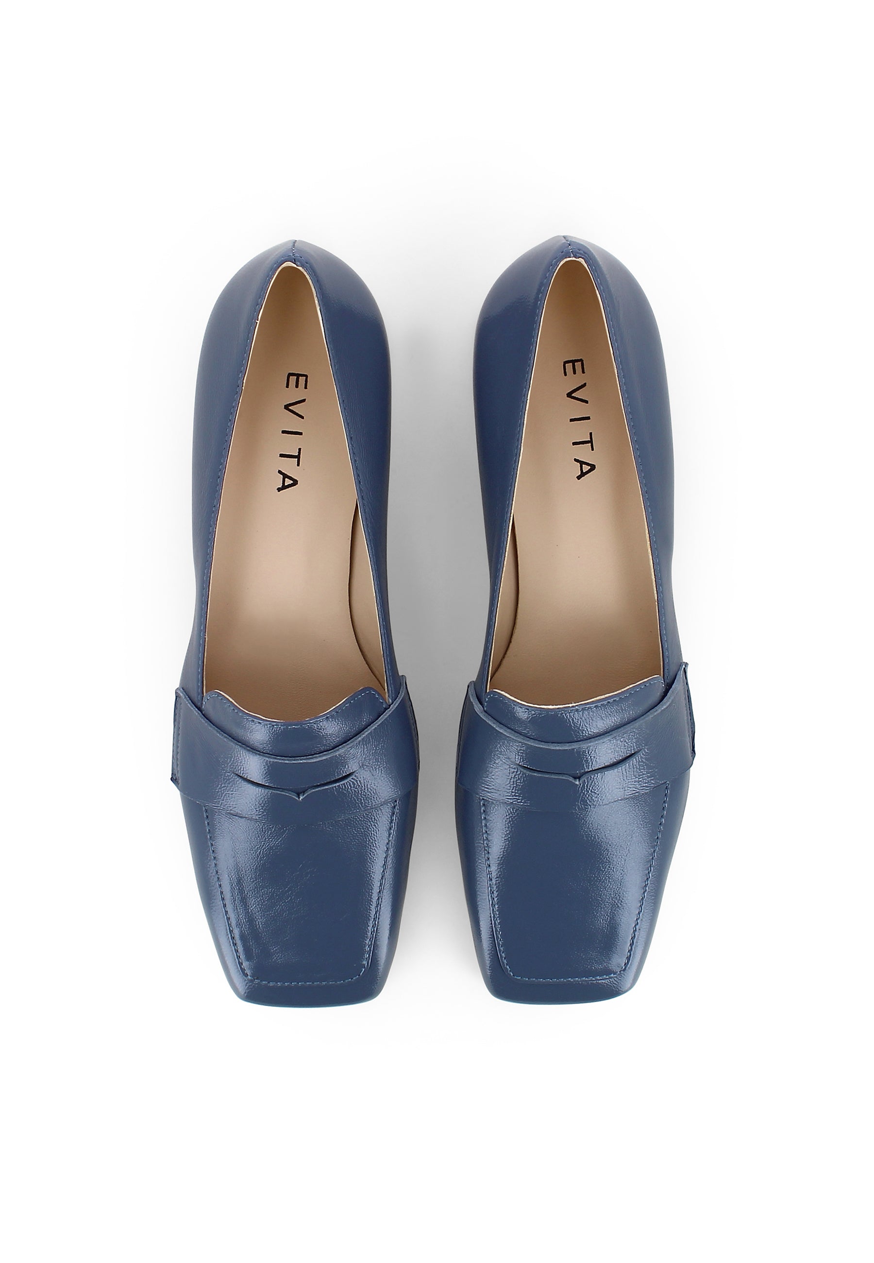 ANNA women's slippers - crumpled patent leather blue-grey