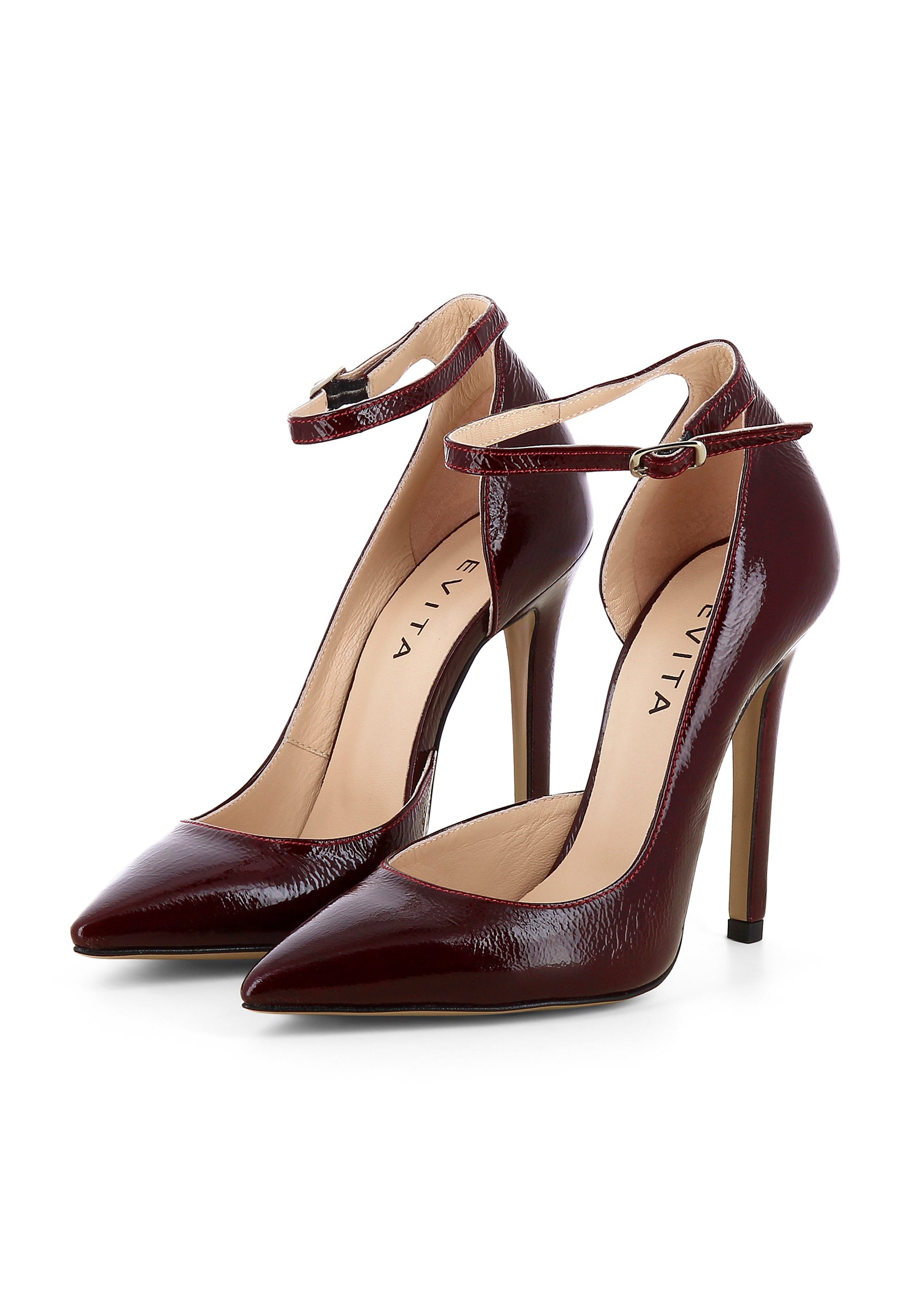 LISA Damen Pumps Halboffen - Lackleder Mit Prägung bordeaux