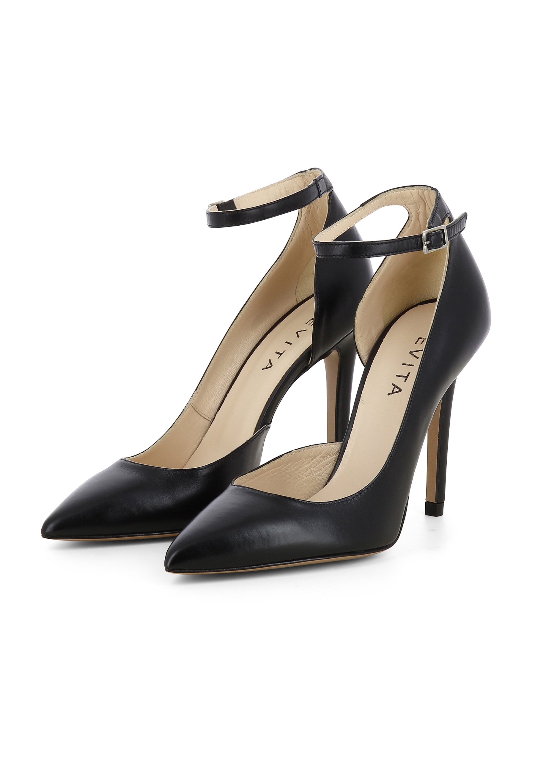 ALINA women's pumps semi-open - smooth leather black