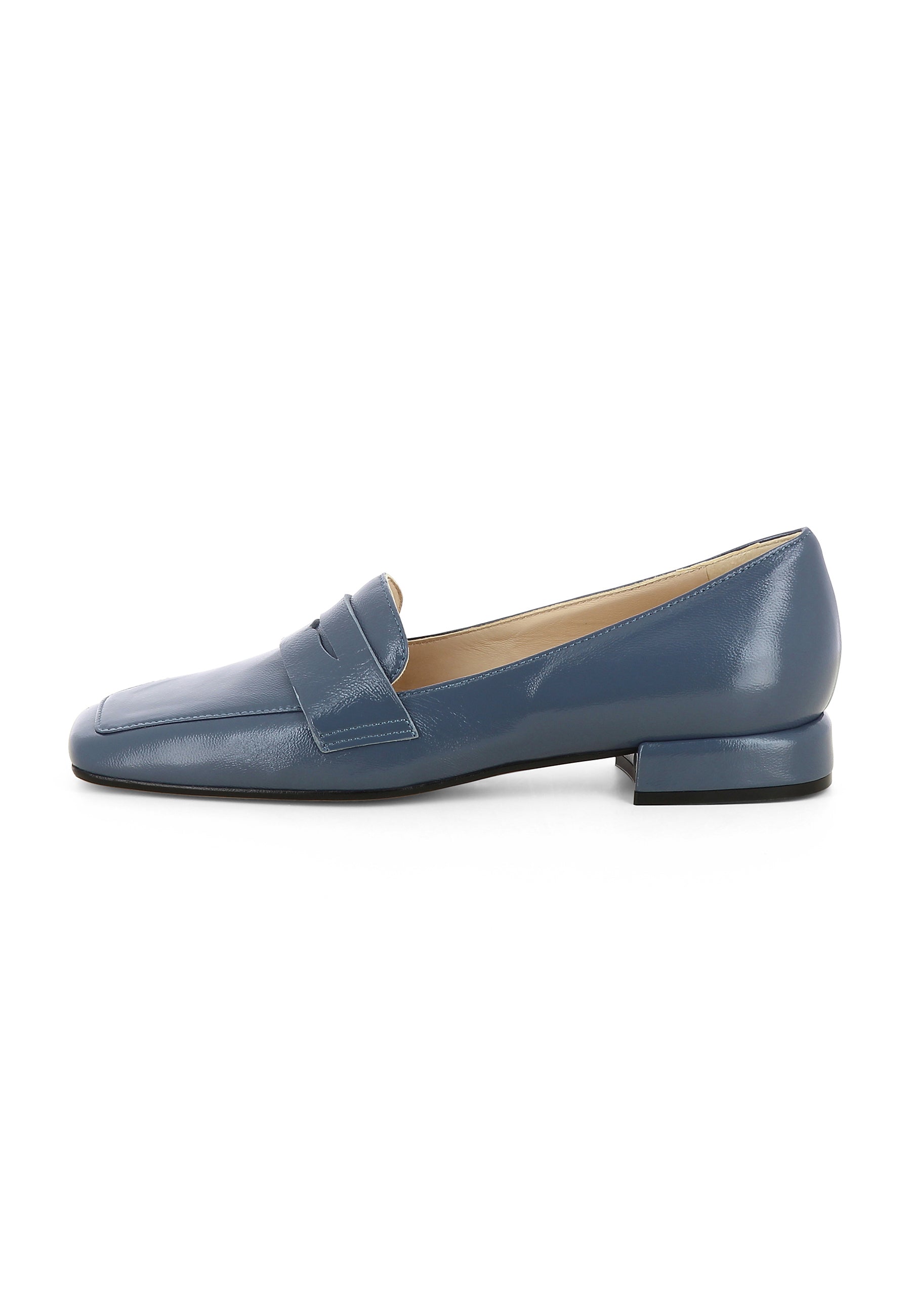 ANNA women's slippers - crumpled patent leather blue-grey