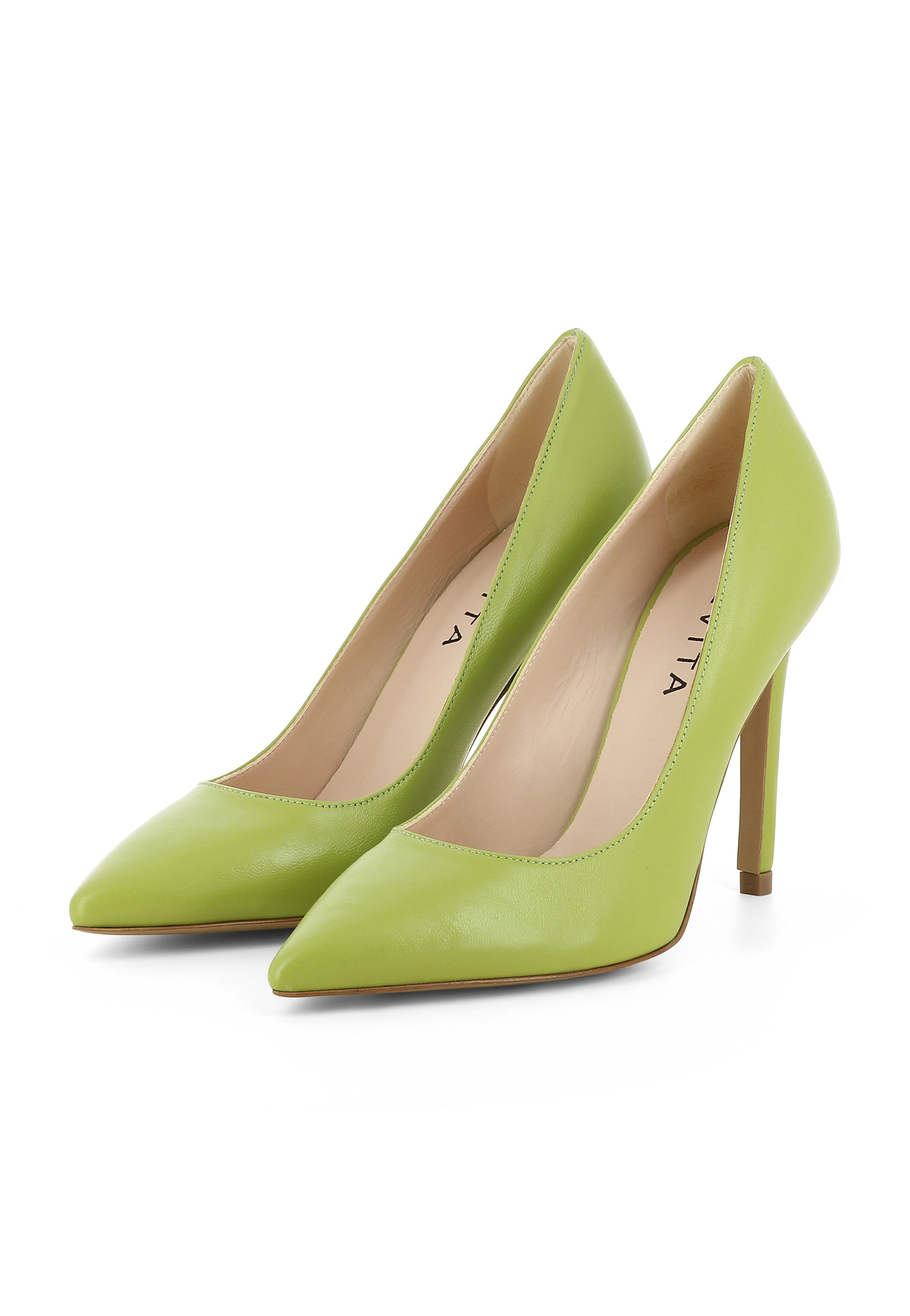 ALINA women's pumps - smooth leather light green