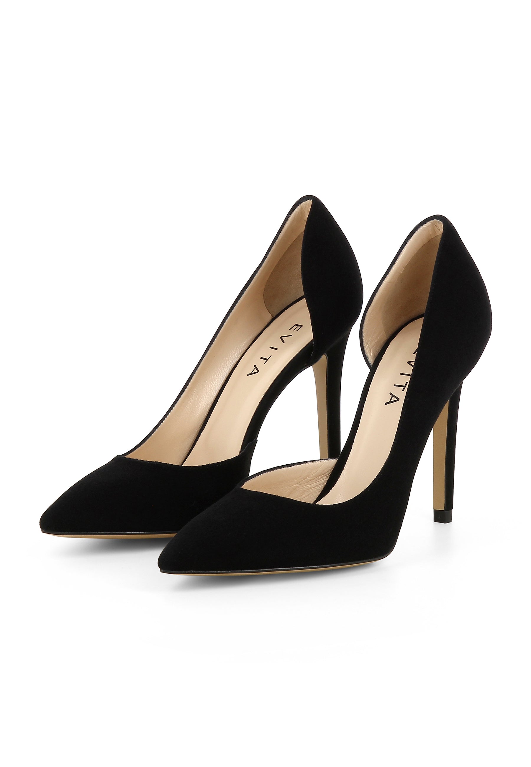 ALINA women's pumps semi-open - black suede