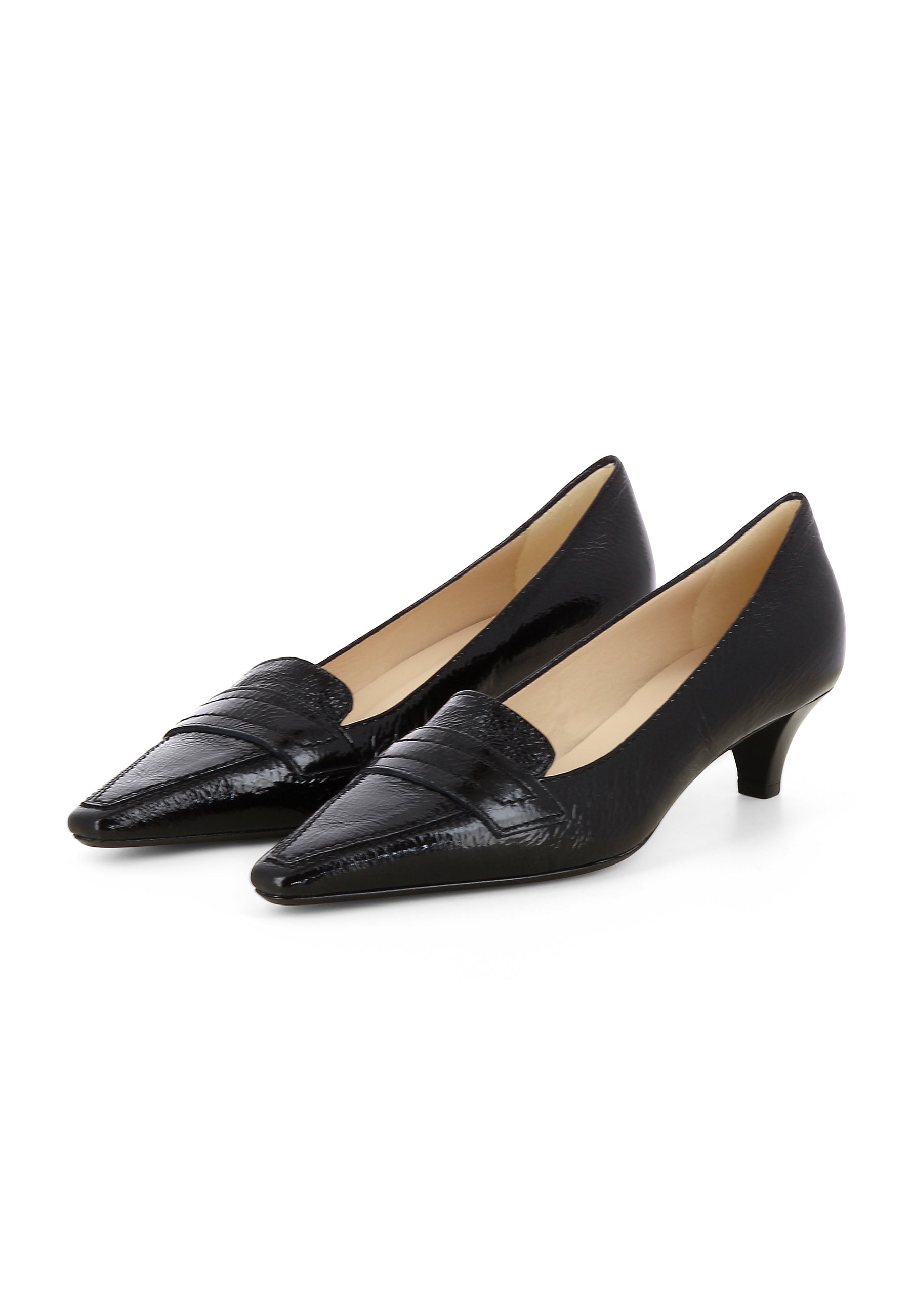 LIA Damen Pumps - Lackleder Mit Prägung schwarz