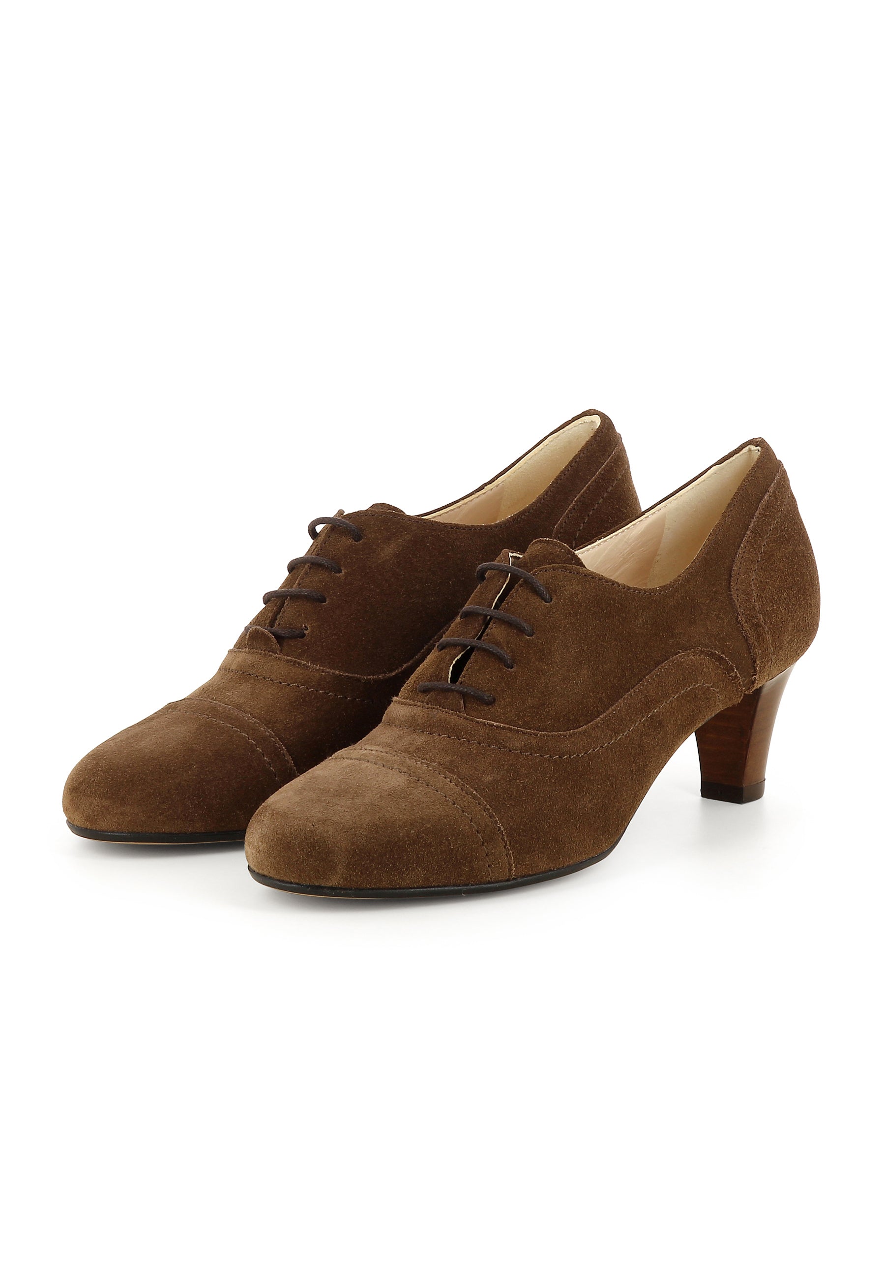 GIUSY Damen Schnürpumps - Rauleder Braun