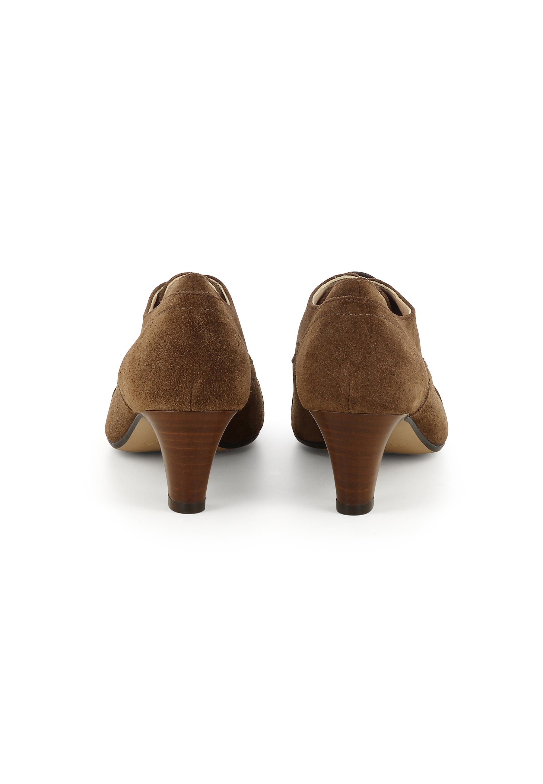 GIUSY Damen Schnürpumps - Rauleder Braun