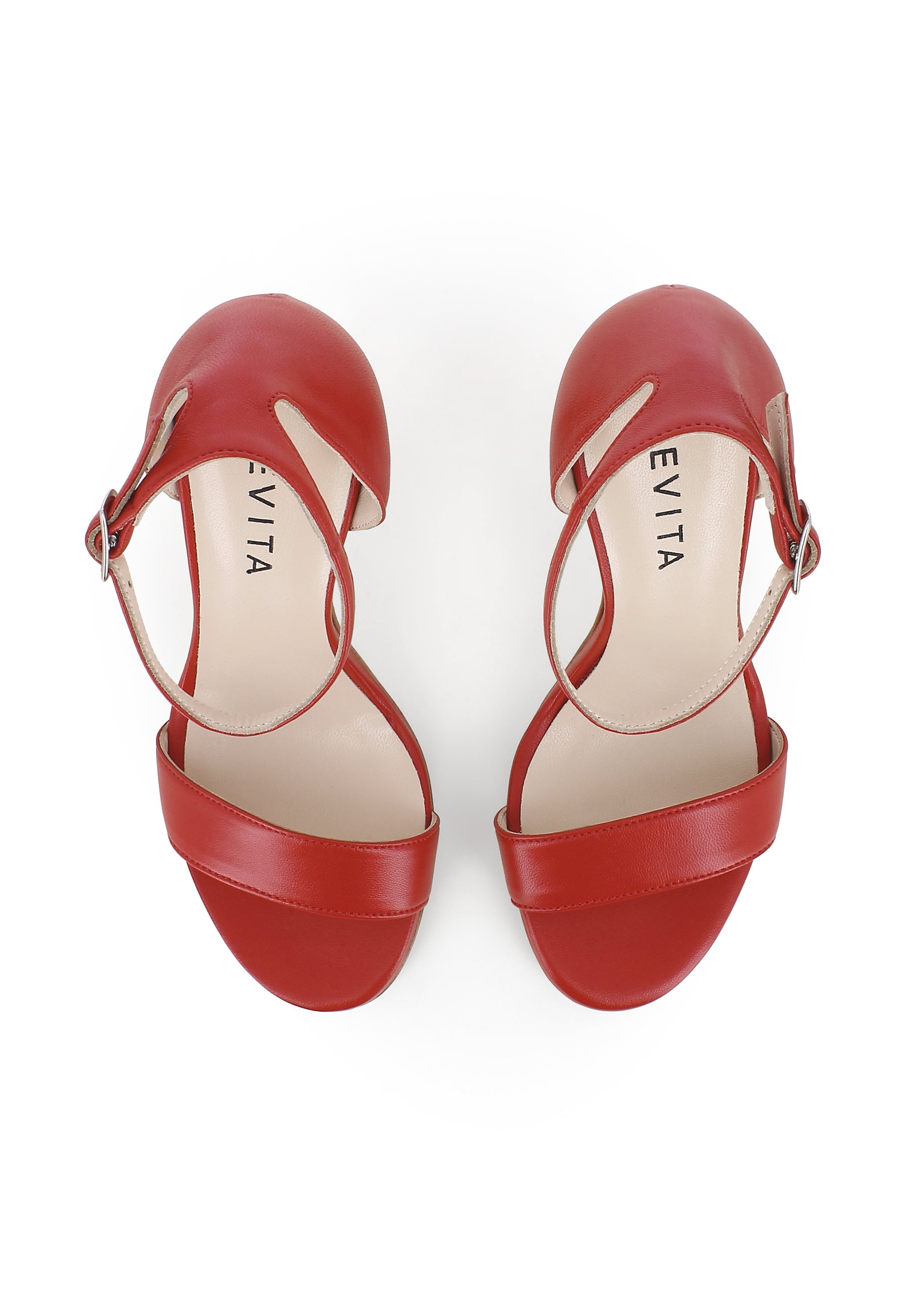 EVA women's sandals - smooth leather red