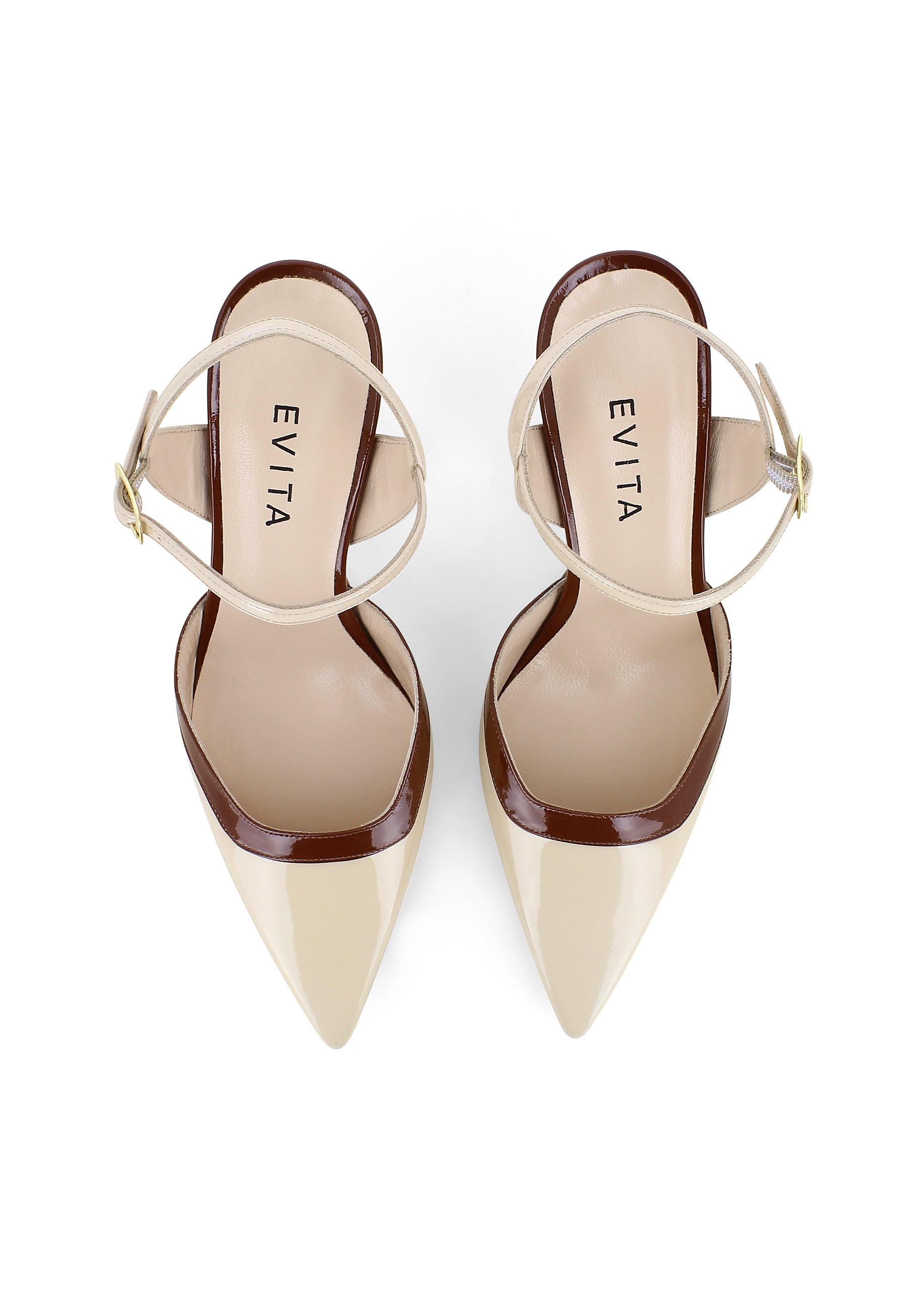 PENELOPE Damen Pumps Halboffen - Lackleder Creme/Braun