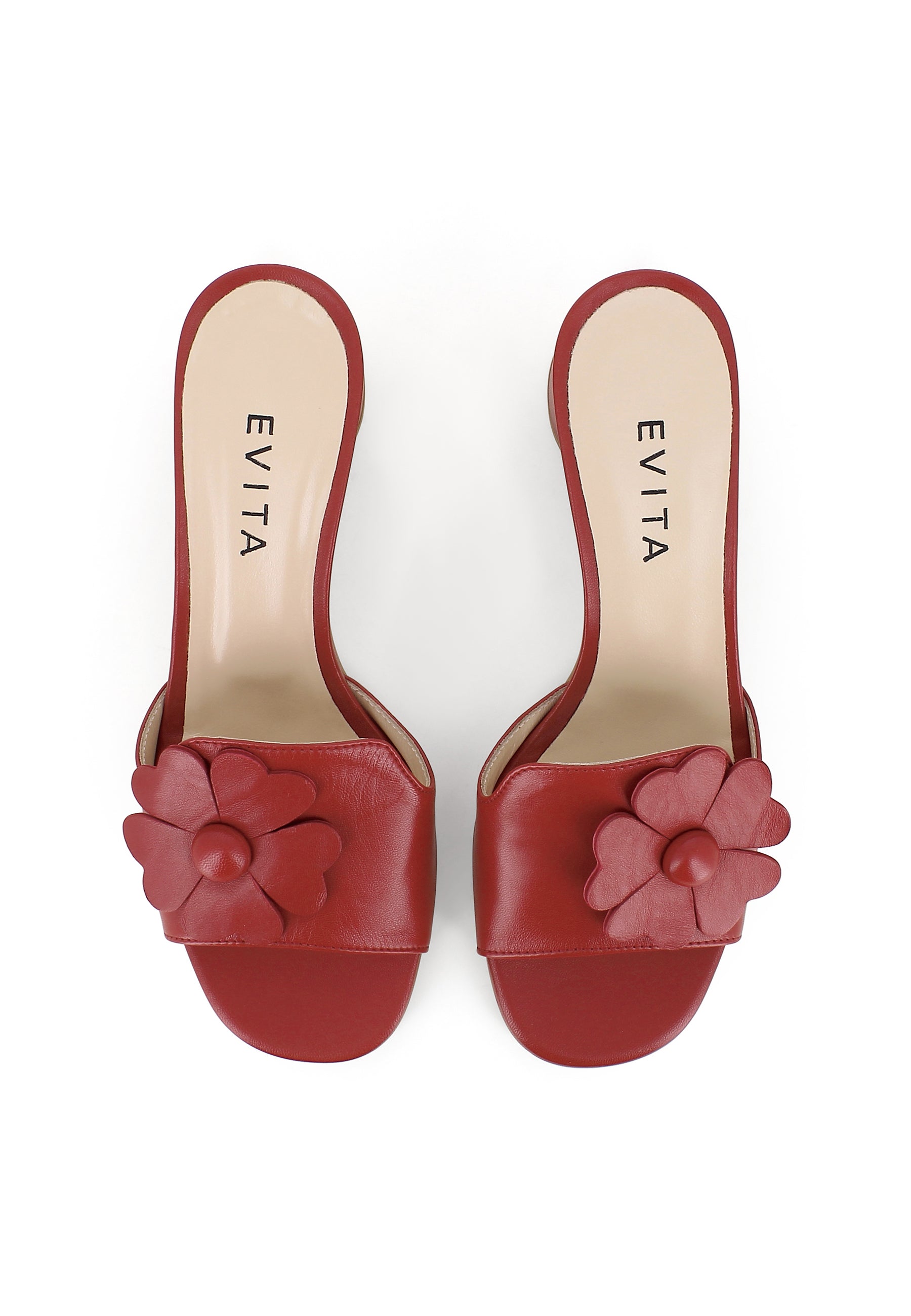 DORI Damen Pantolette - Glattleder Dunkelrot