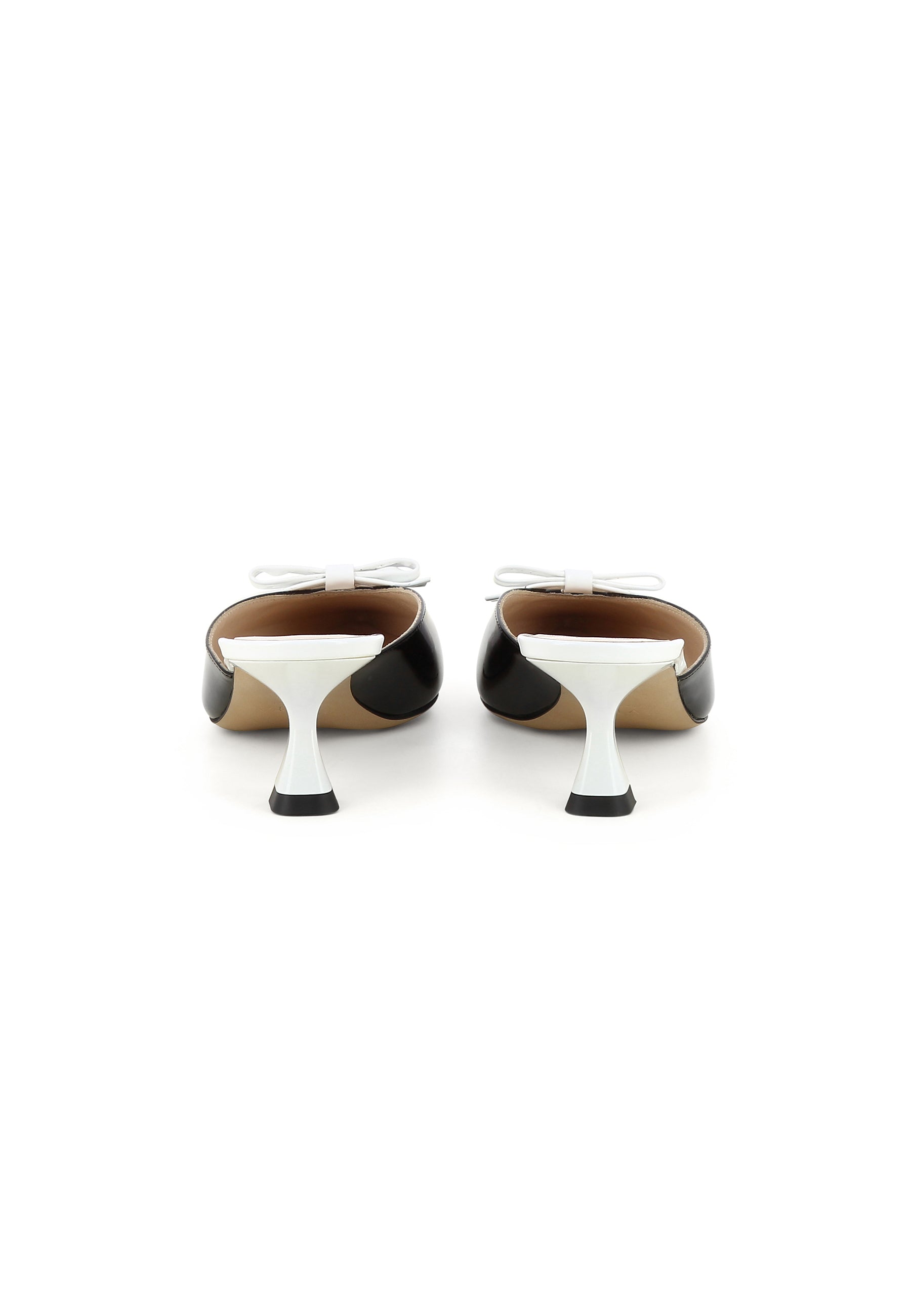 PERLA Damen Pantolette - Lackleder Schwarz/Weiß
