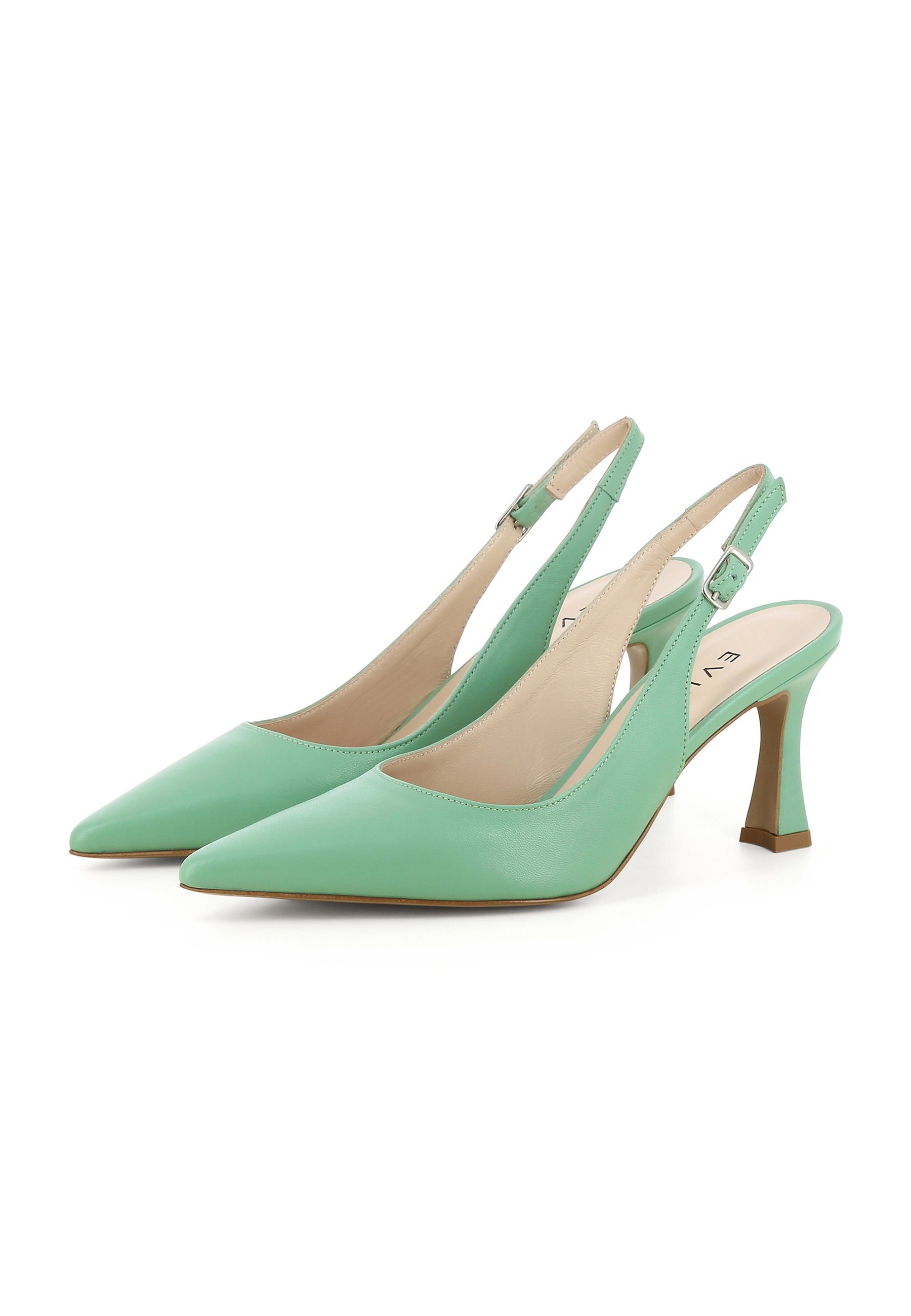 PENELOPE women's sling pumps - smooth leather mint green