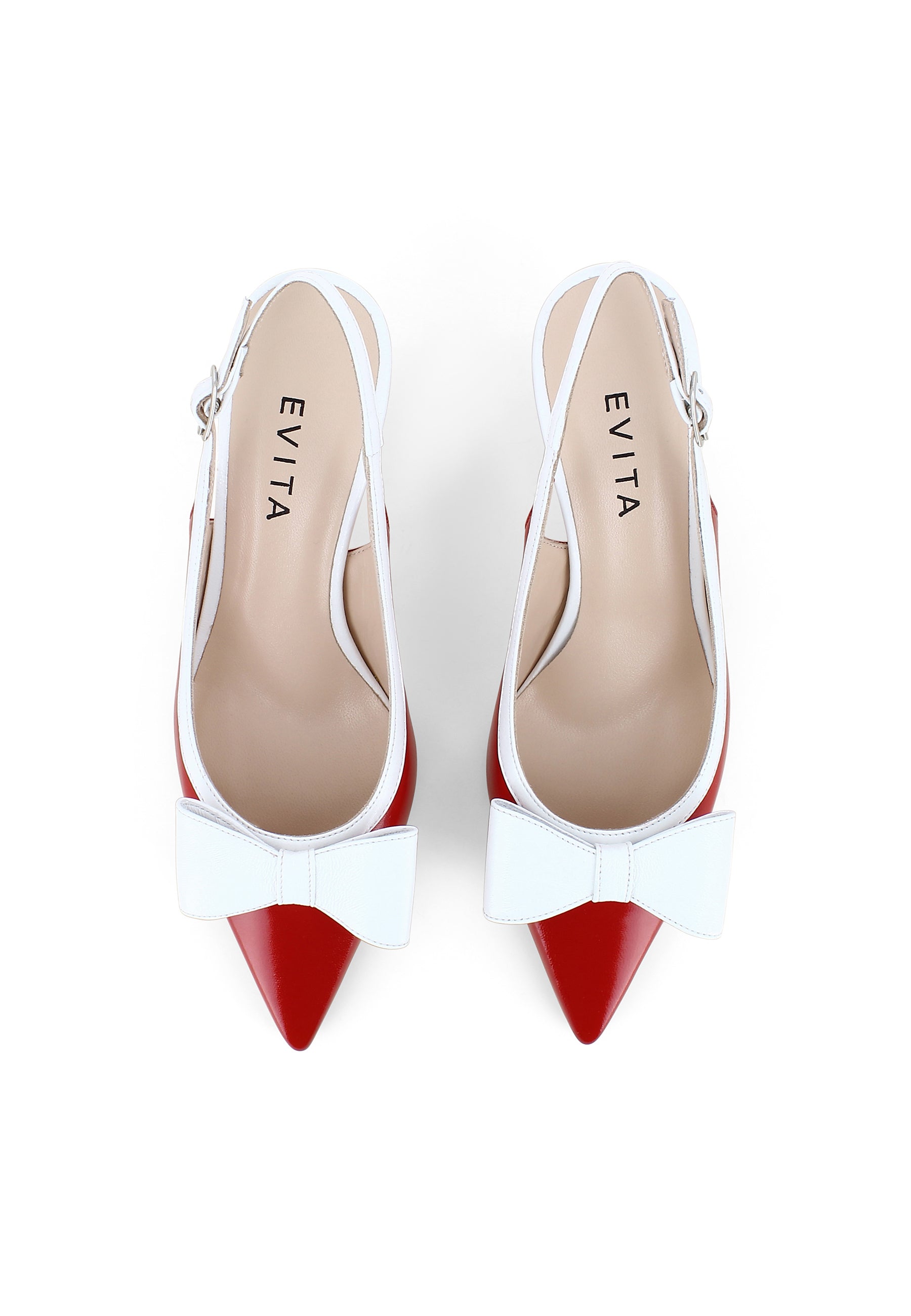 PERLA Damen Sling Pumps - Lackleder Rot/weiß