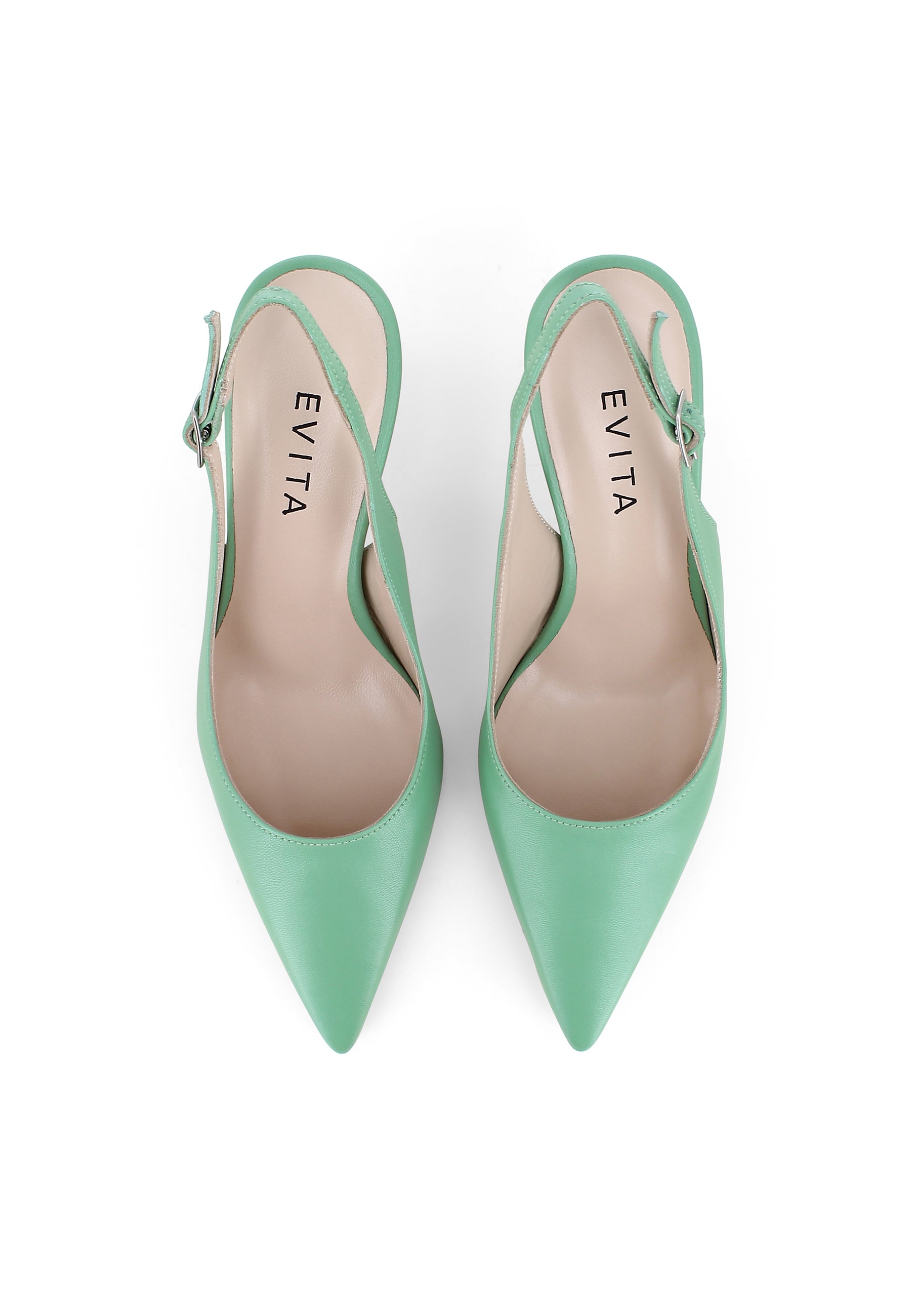 PENELOPE women's sling pumps - smooth leather mint green