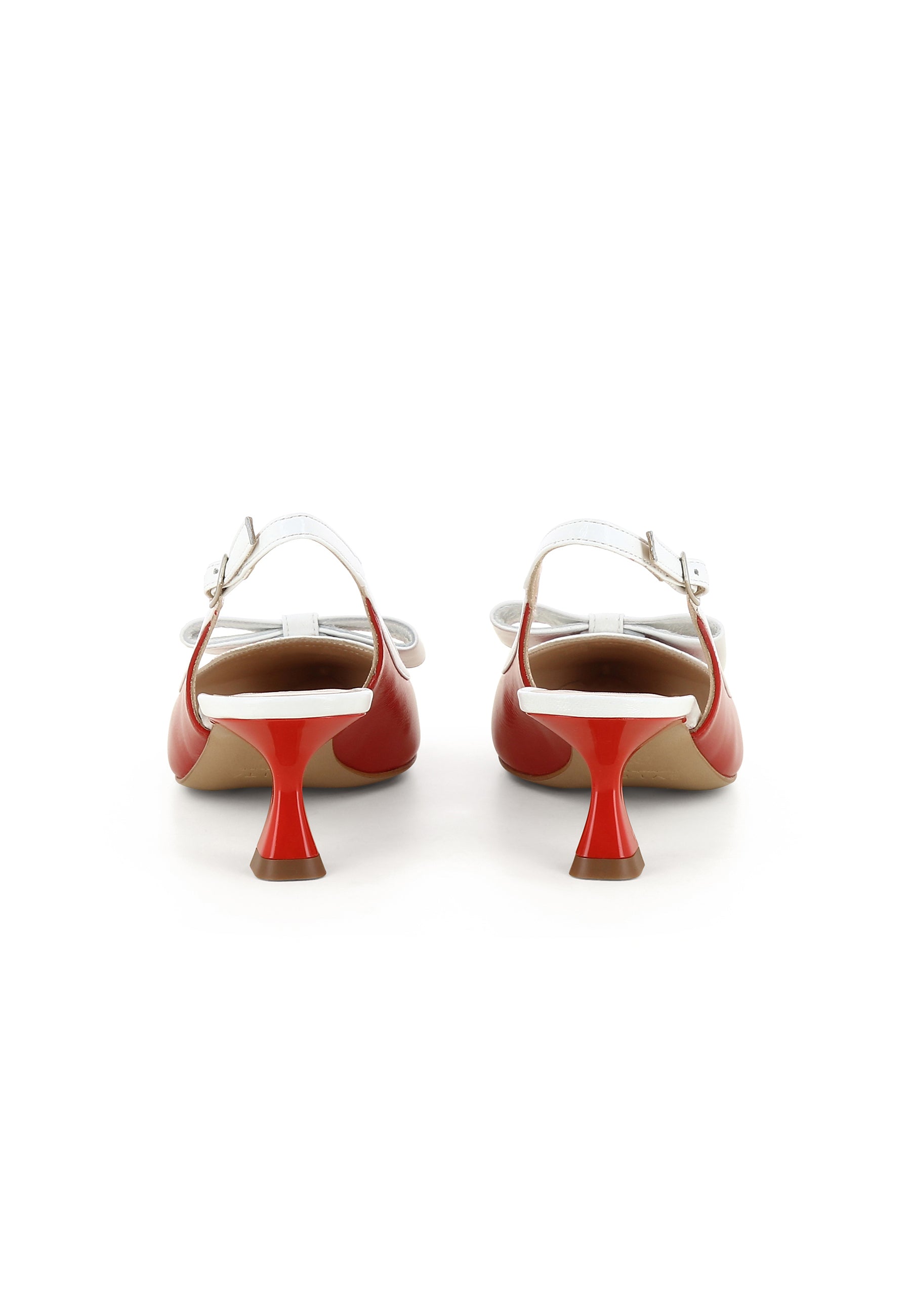 PERLA Damen Sling Pumps - Lackleder Rot/weiß