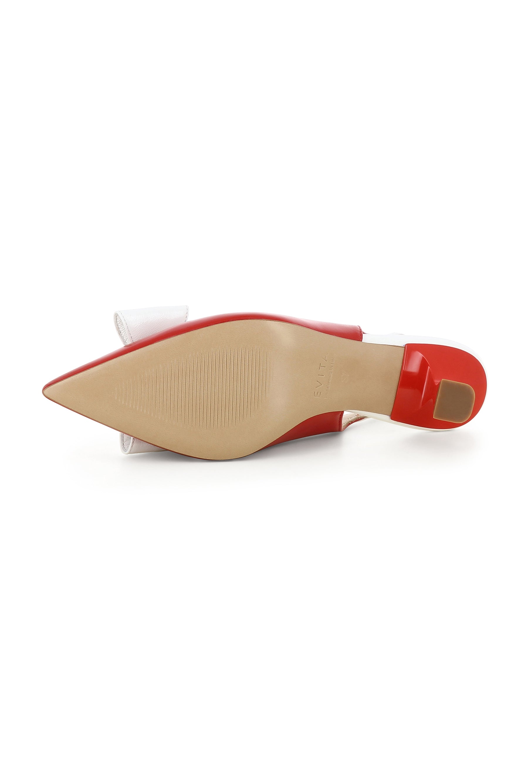 PERLA Damen Sling Pumps - Lackleder Rot/weiß