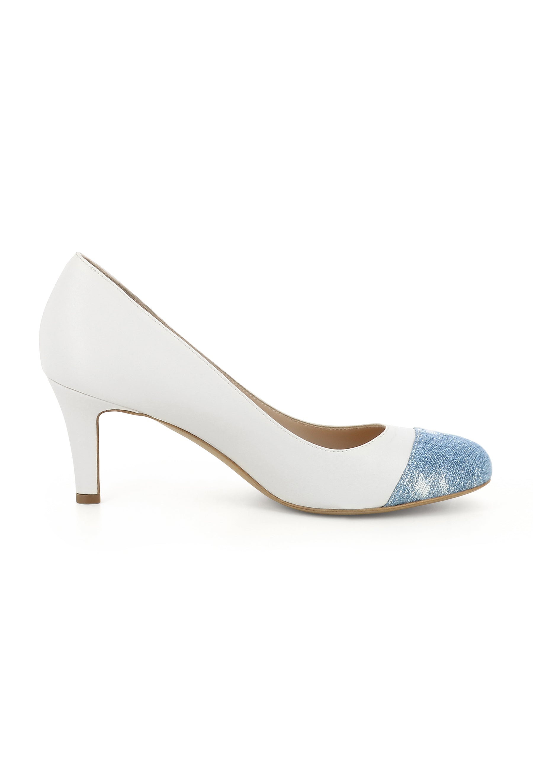 BIANCA Damen Pumps - Glattleder Cremeweiß/Jeans