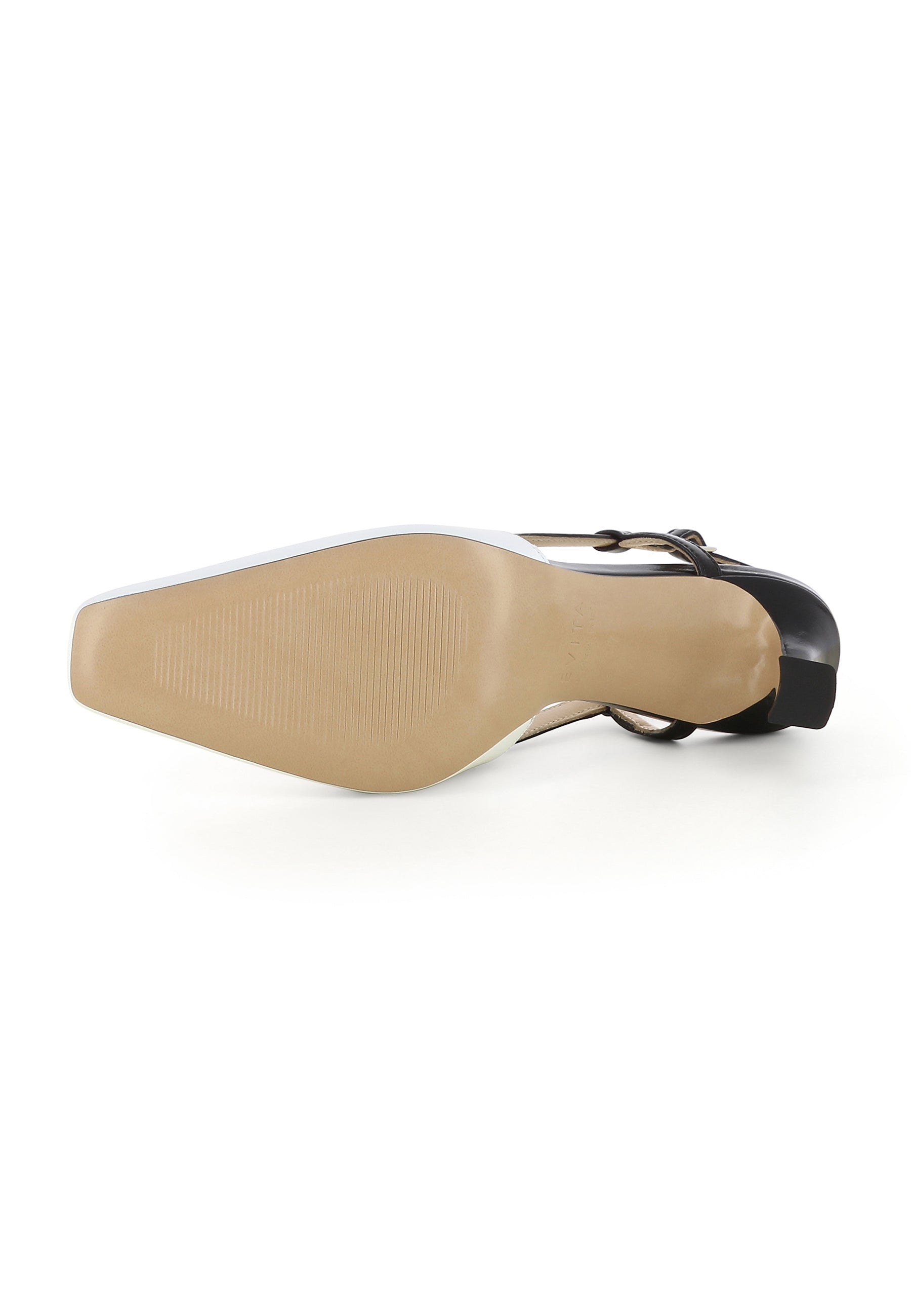 CARMELA Damen Sling Pumps - Knautschlackleder Weiß/Schwarz