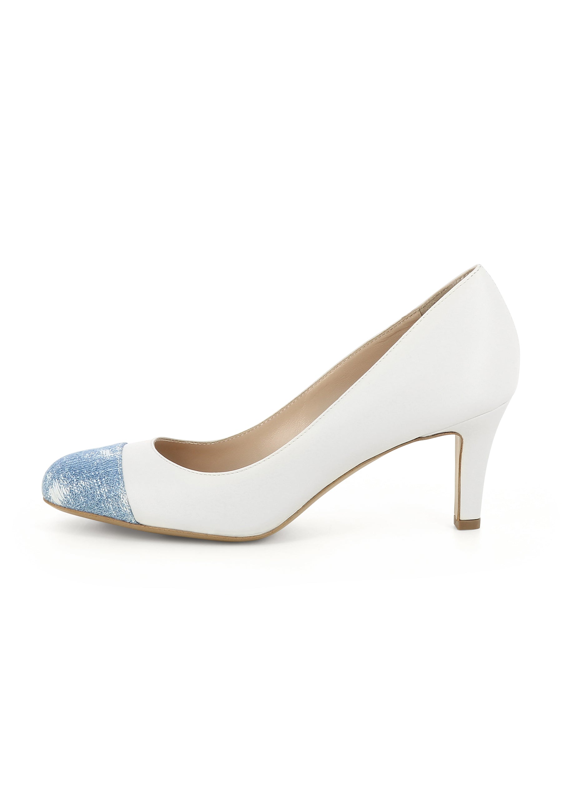 BIANCA Damen Pumps - Glattleder Cremeweiß/Jeans