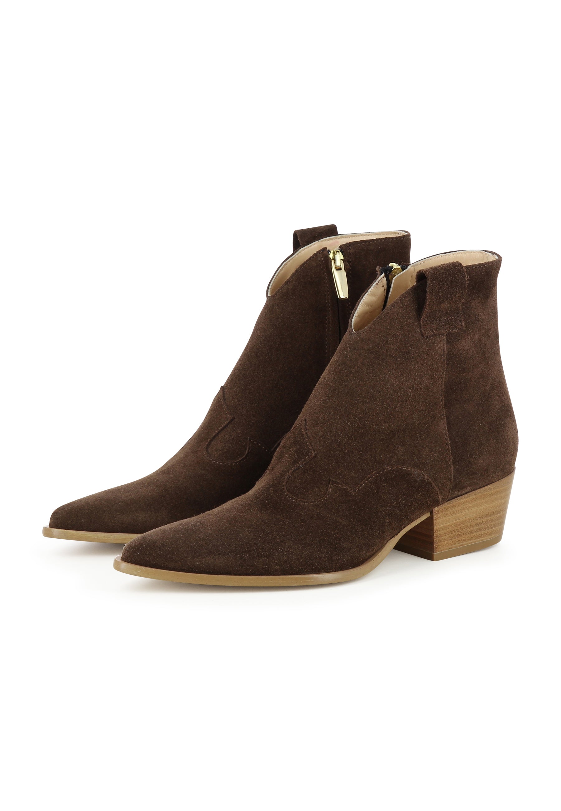 GINEVRA Damen Cowboy Stiefelette - Rauleder Dunkelbraun