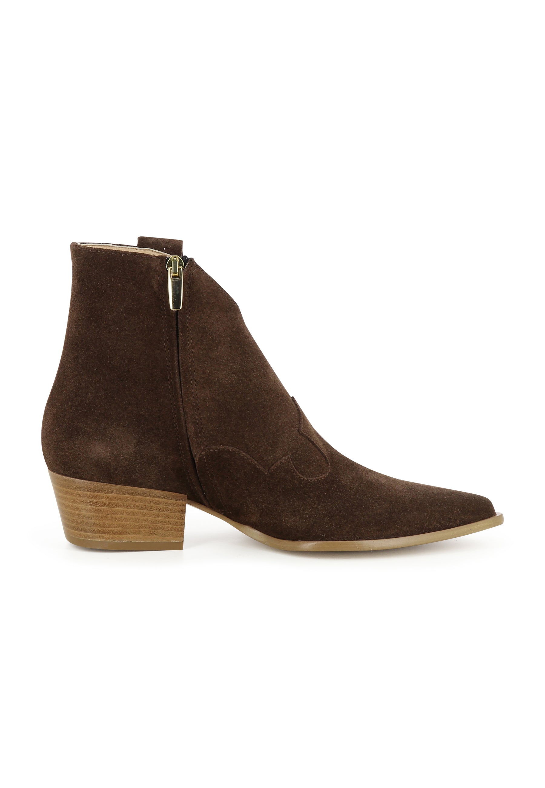 GINEVRA Damen Cowboy Stiefelette - Rauleder Dunkelbraun