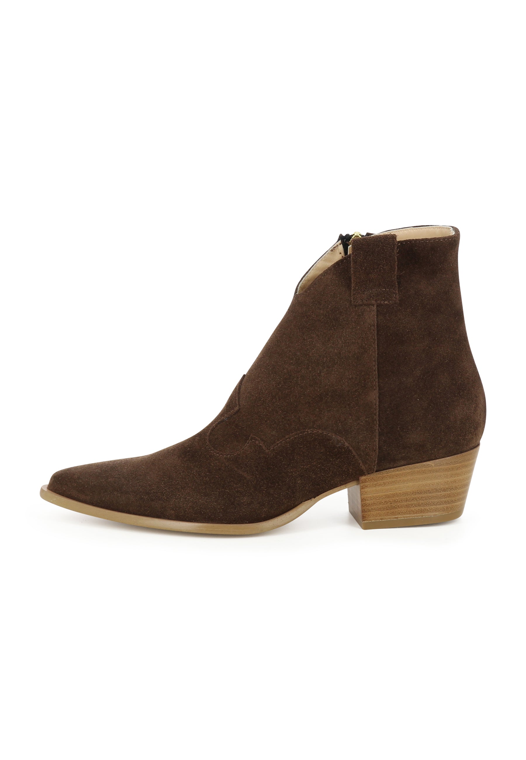 GINEVRA Damen Cowboy Stiefelette - Rauleder Dunkelbraun