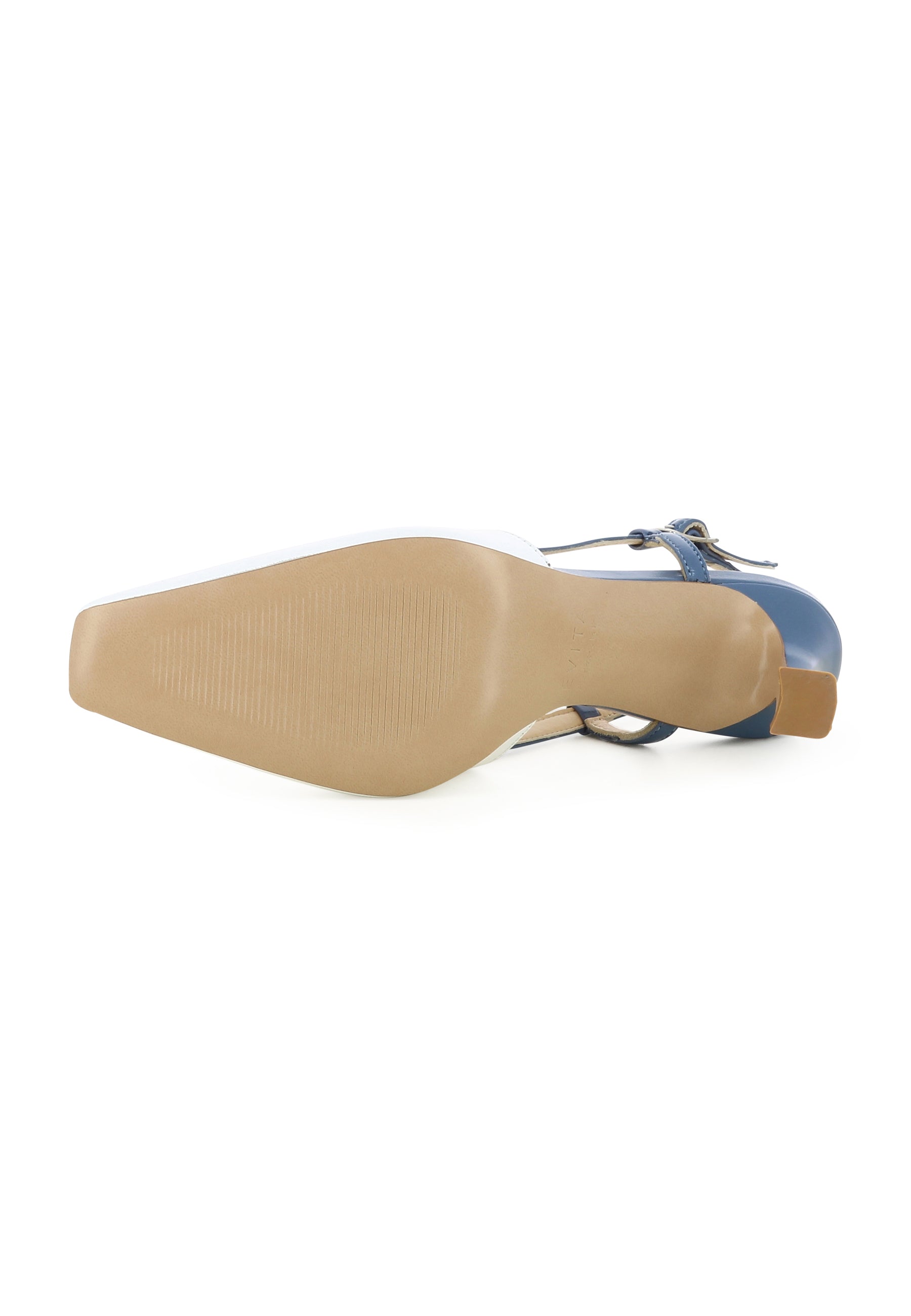 CARMELA Women's Sling Pumps - Crumpled Patent Leather Blue/White