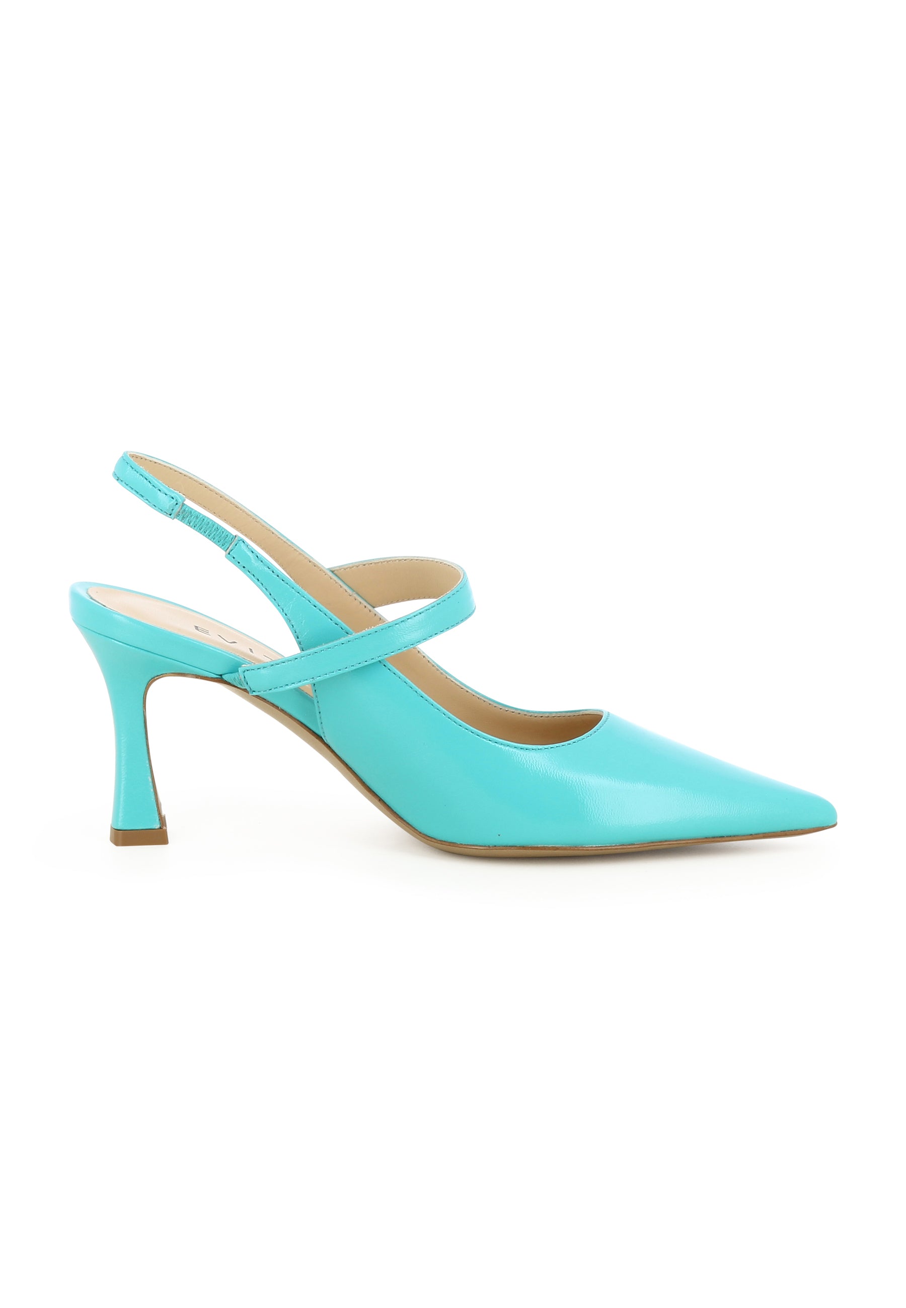PENELOPE Women's Sling Pumps - Crumpled Patent Leather Turquoise