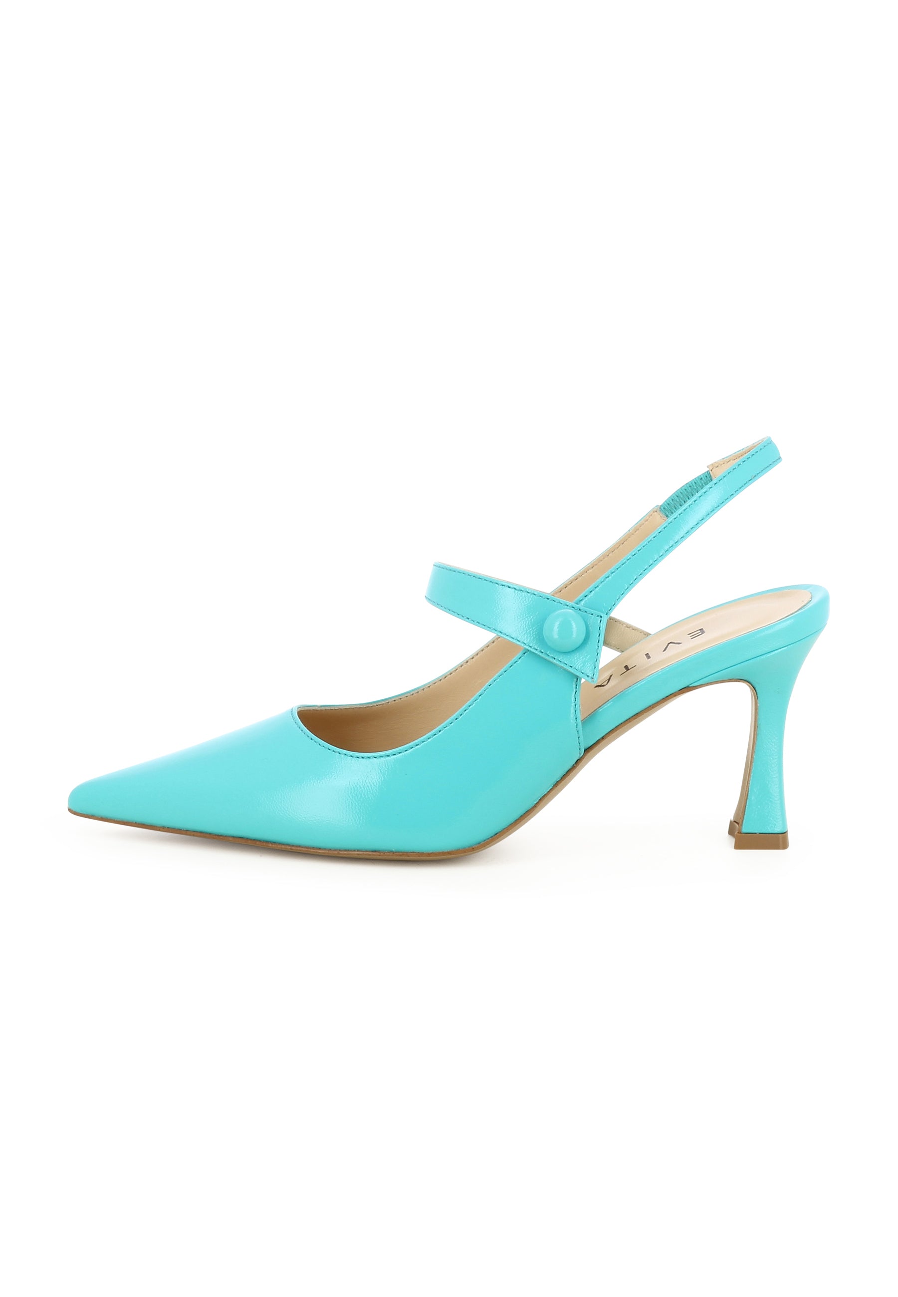 PENELOPE Women's Sling Pumps - Crumpled Patent Leather Turquoise