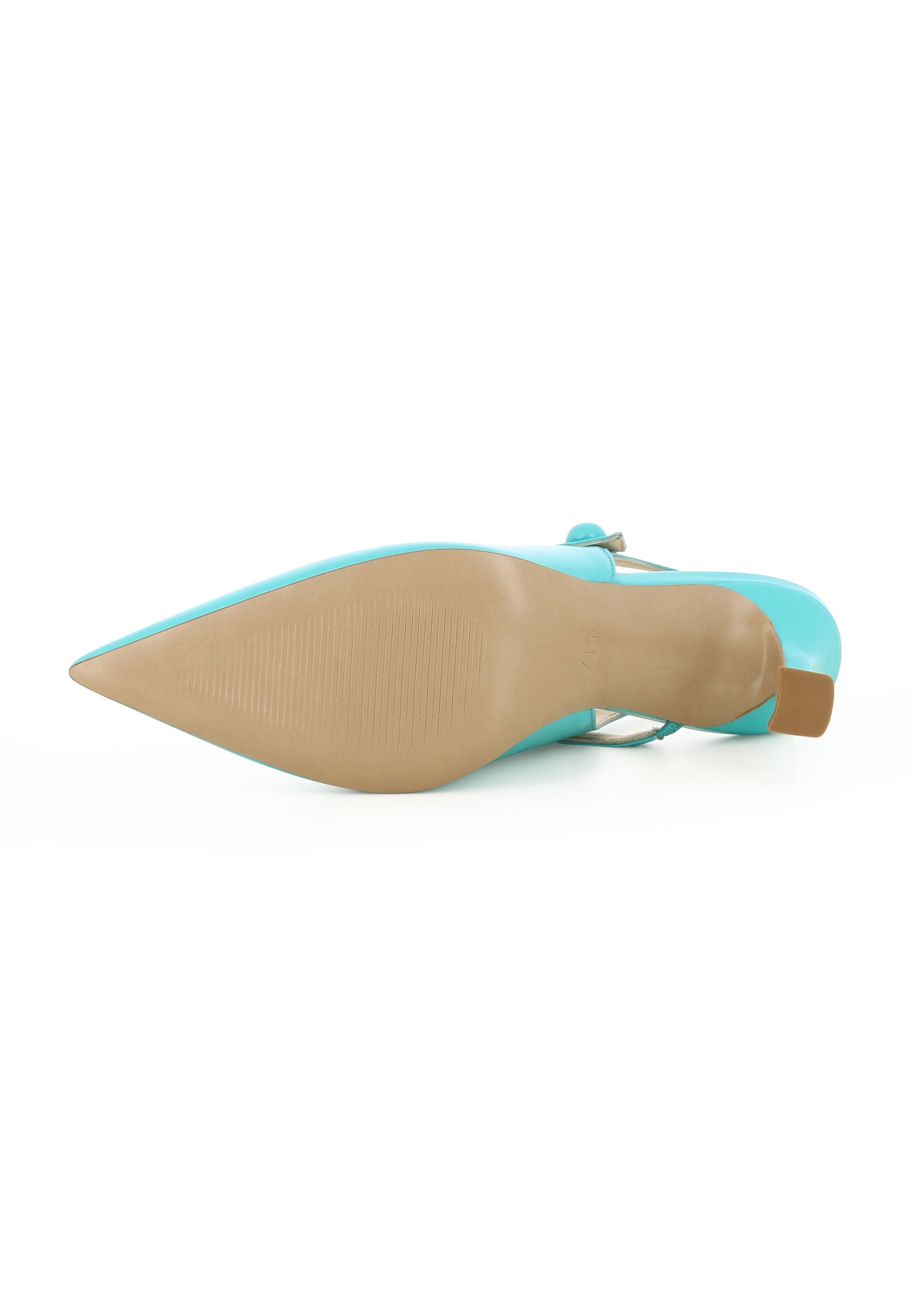 PENELOPE Women's Sling Pumps - Crumpled Patent Leather Turquoise