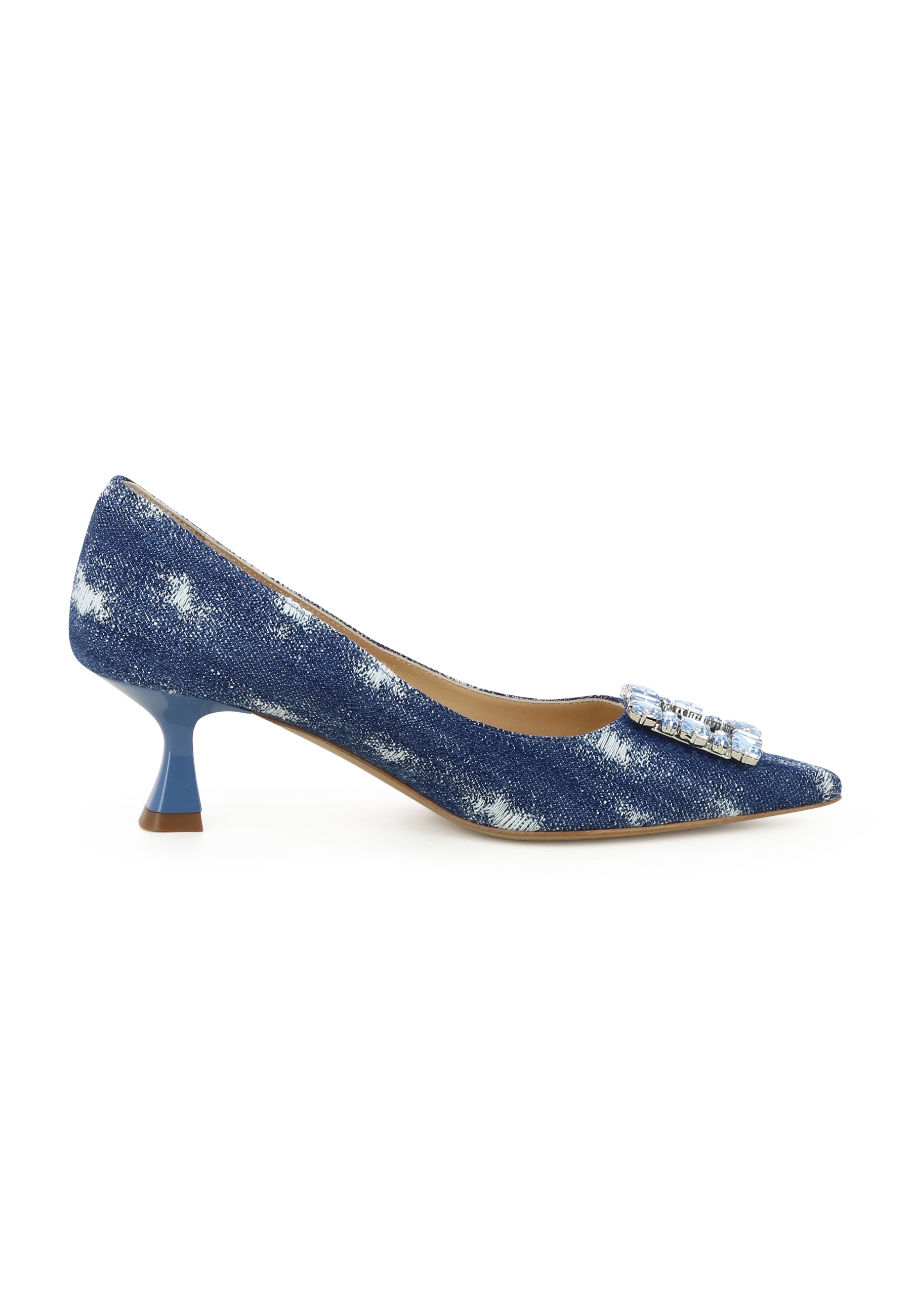 PERLA Damen Pumps - 100 % Baumwolle Jeans Blau