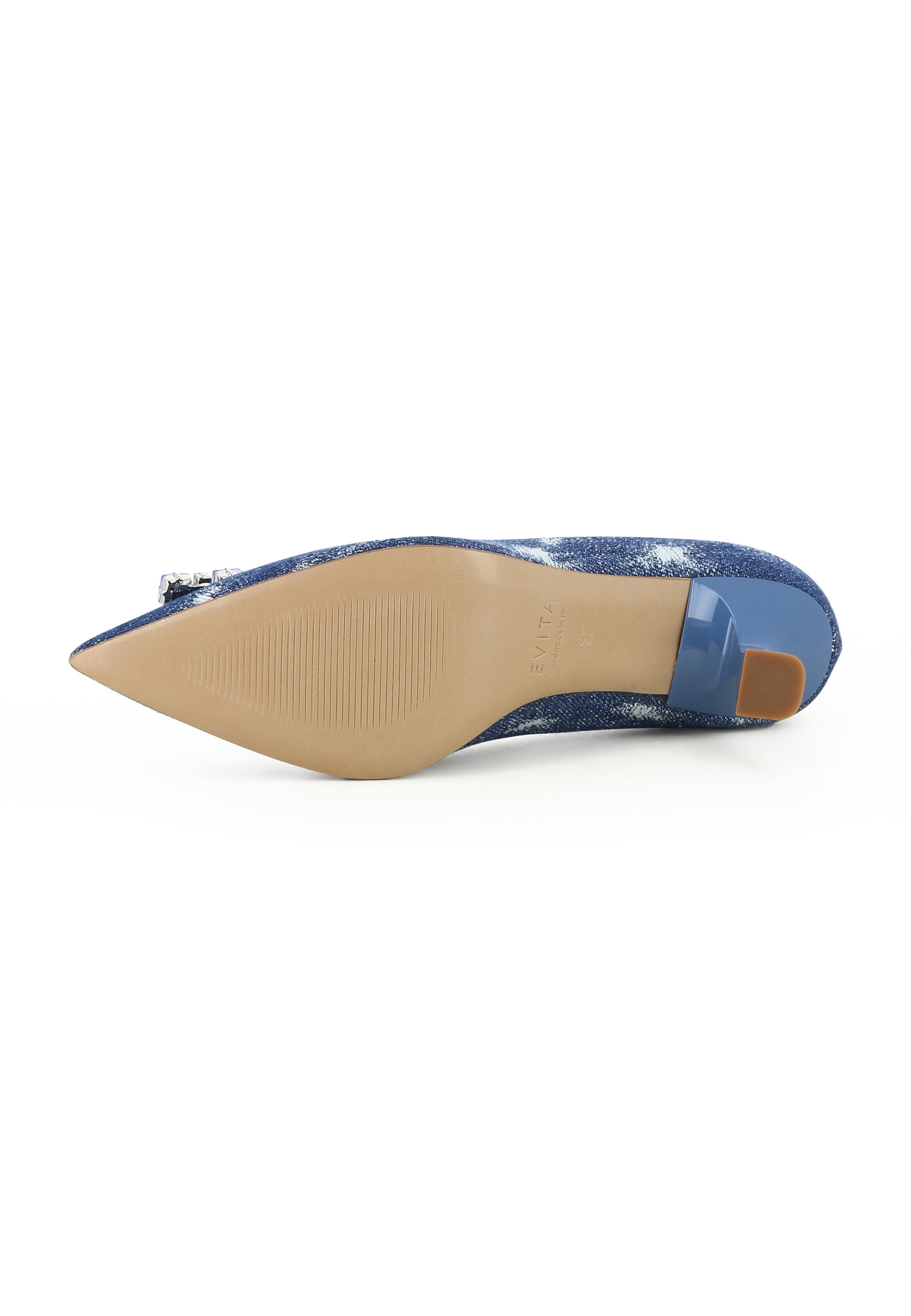 PERLA Damen Pumps - 100 % Baumwolle Jeans Blau
