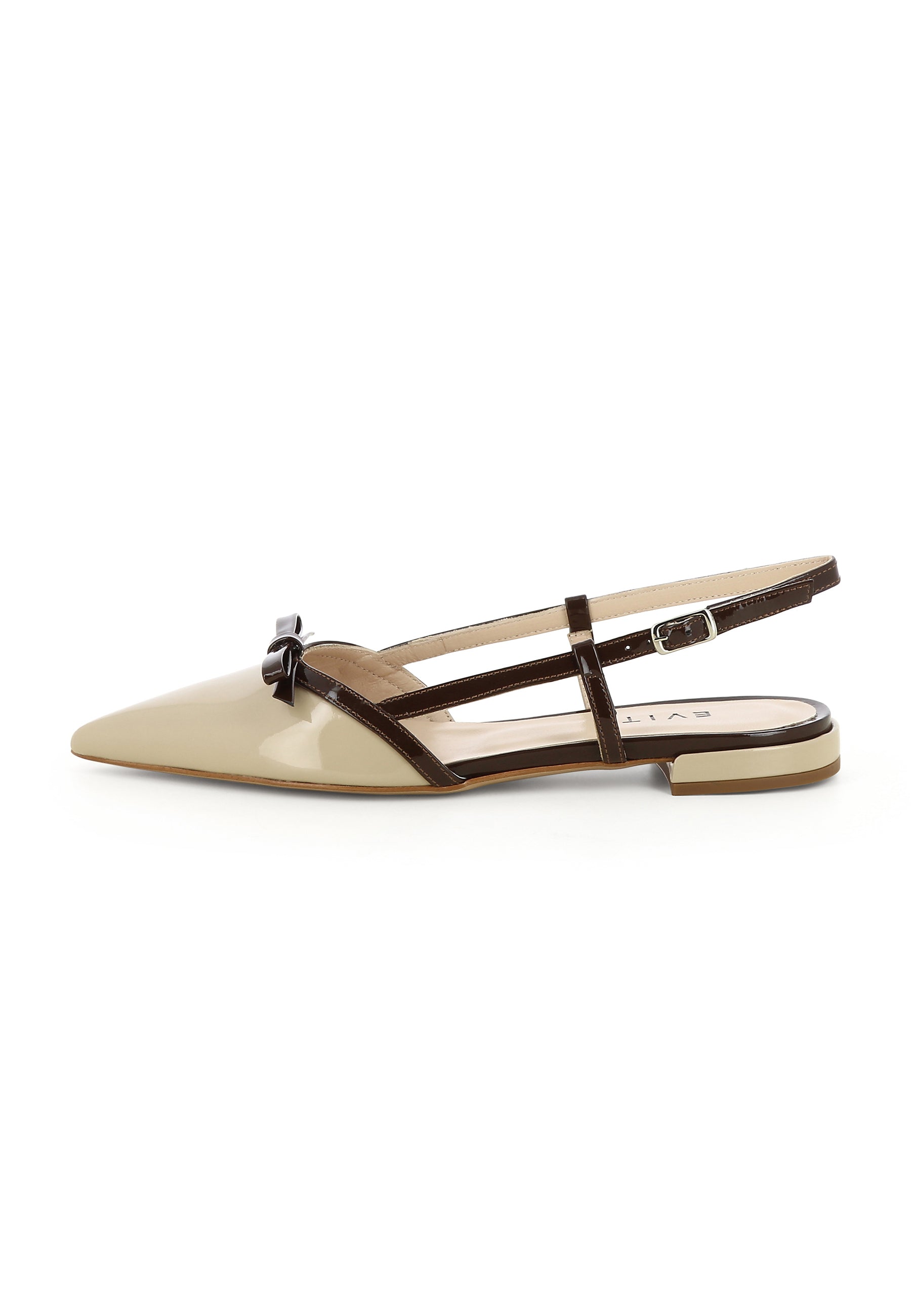 SONIA Women's Sling Pumps - Patent Leather Beige/Dark Brown