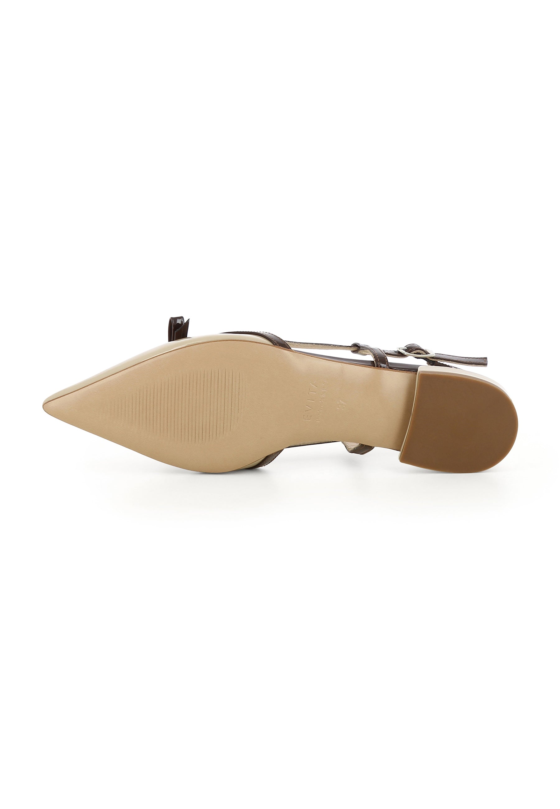 SONIA Women's Sling Pumps - Patent Leather Beige/Dark Brown