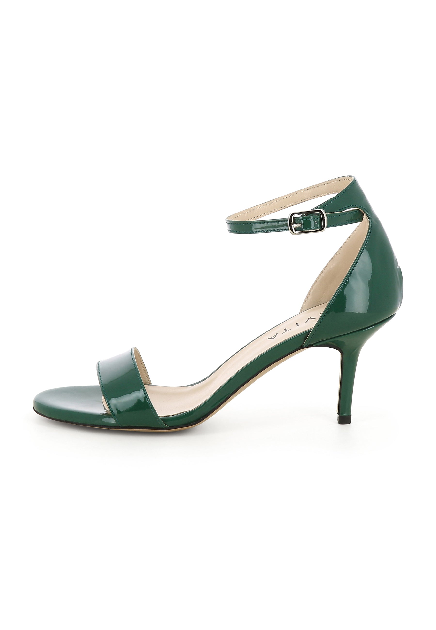 VERONICA Damen Sandalette - Lackleder Dunkelgrün