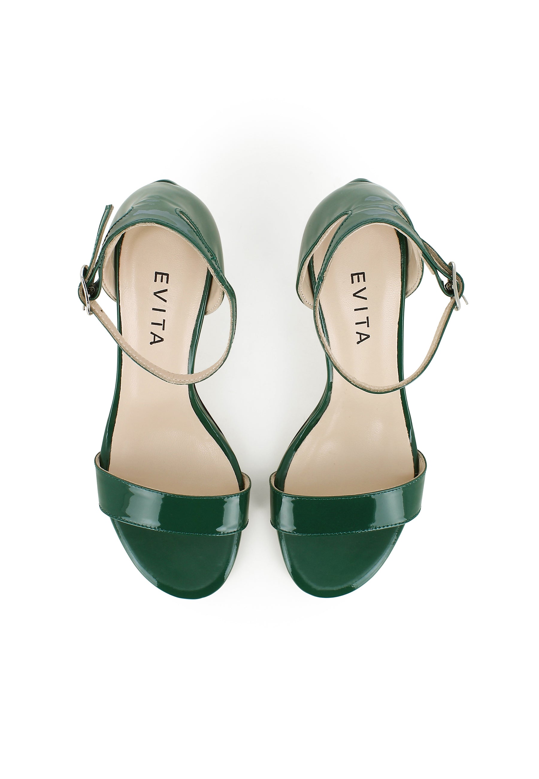 VERONICA Damen Sandalette - Lackleder Dunkelgrün