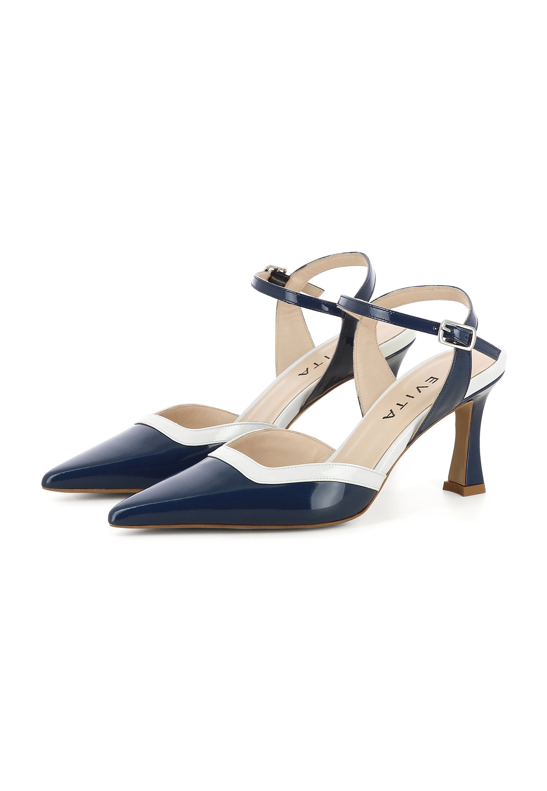 PENELOPE Damen Pumps Halboffen - Lackleder Dunkelblau/Creme