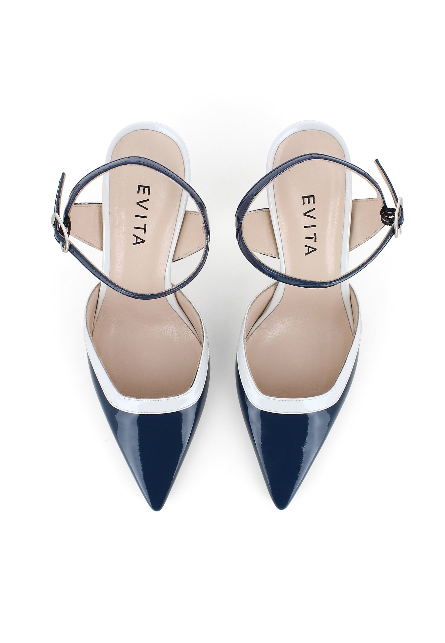 PENELOPE Damen Pumps Halboffen - Lackleder Dunkelblau/Creme