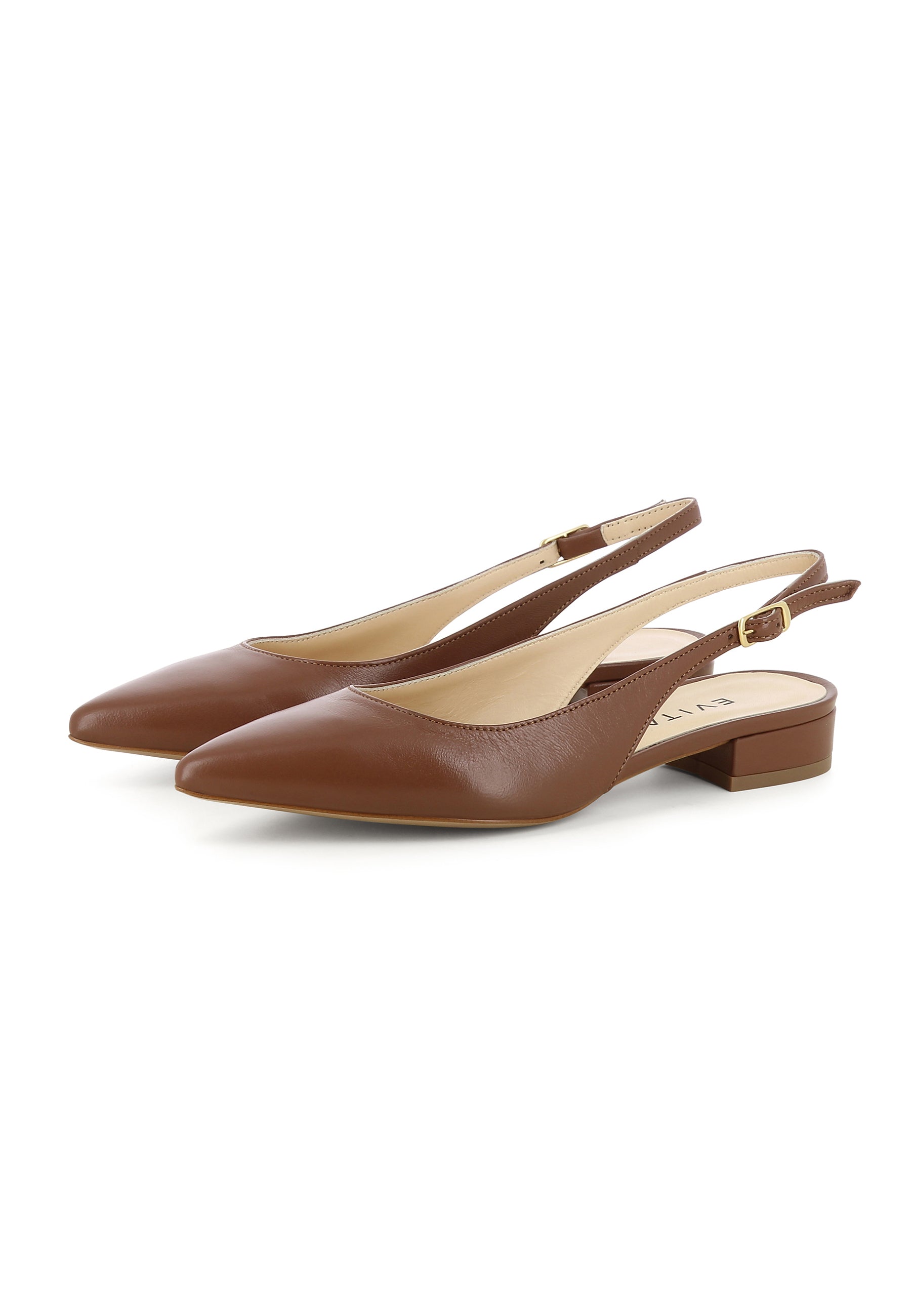 FRANCA women's sling pumps - smooth leather cognac