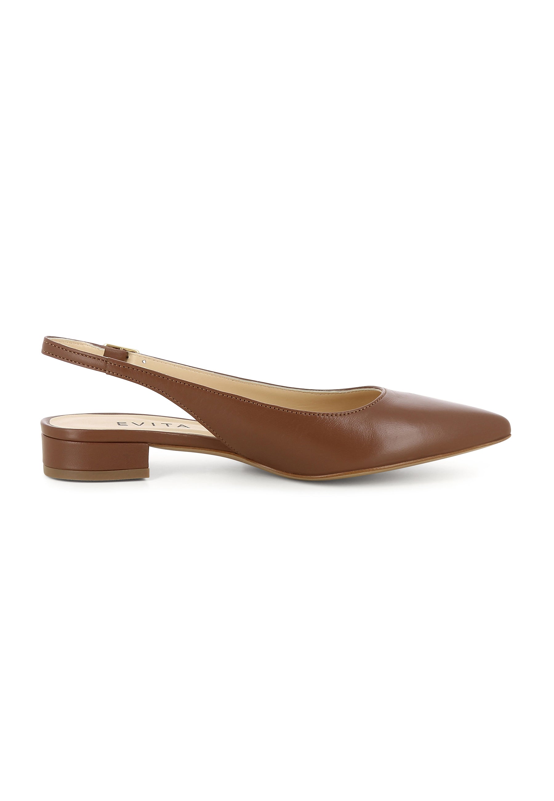 FRANCA women's sling pumps - smooth leather cognac