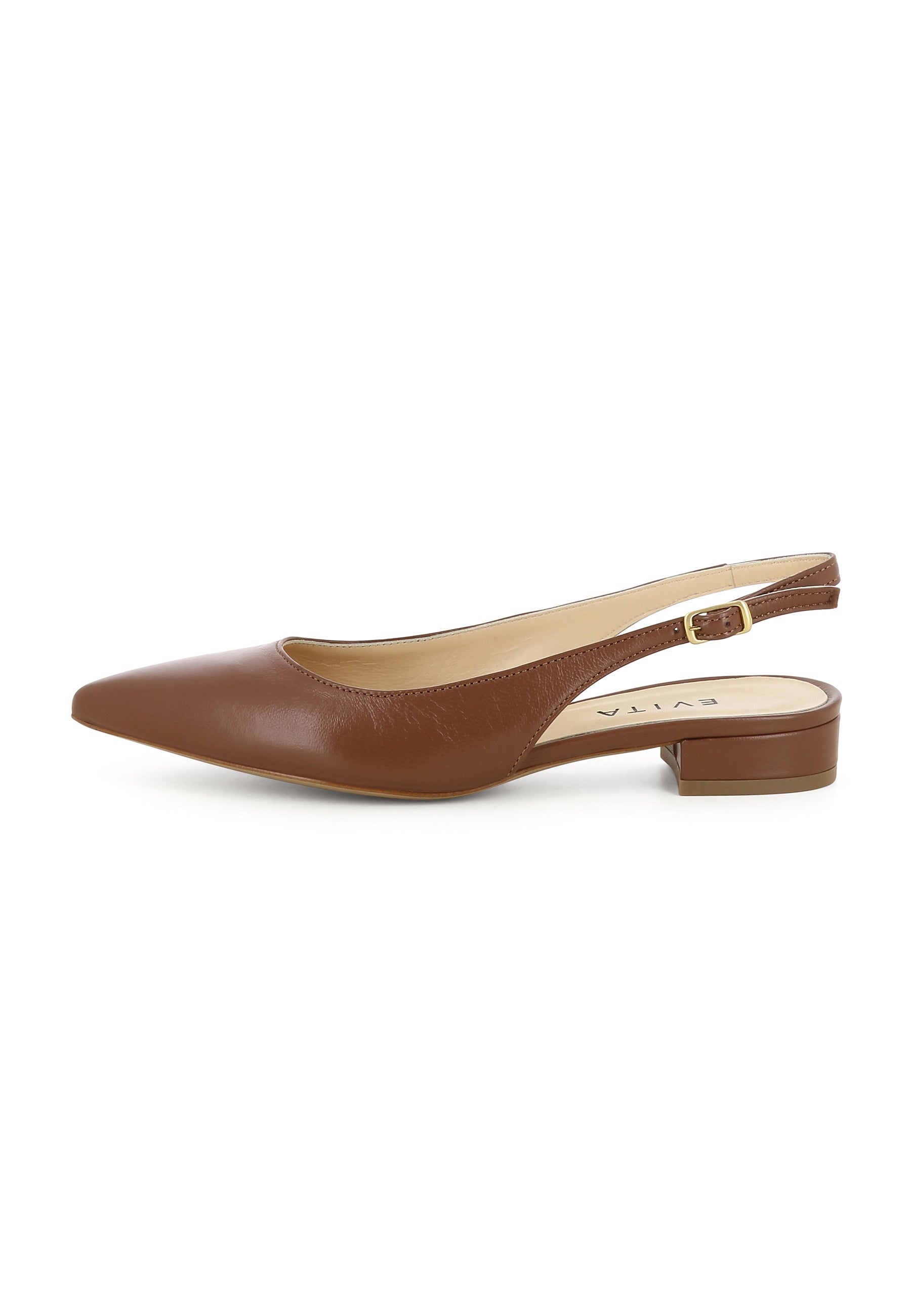 FRANCA women's sling pumps - smooth leather cognac