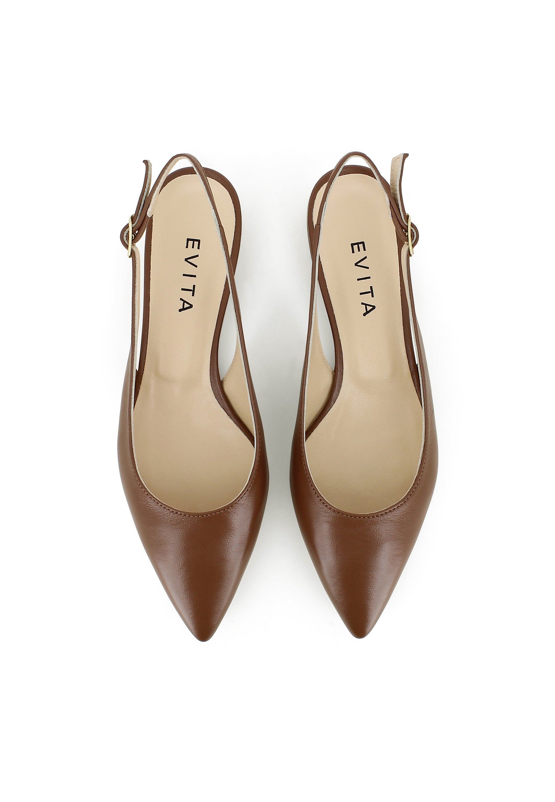 FRANCA women's sling pumps - smooth leather cognac