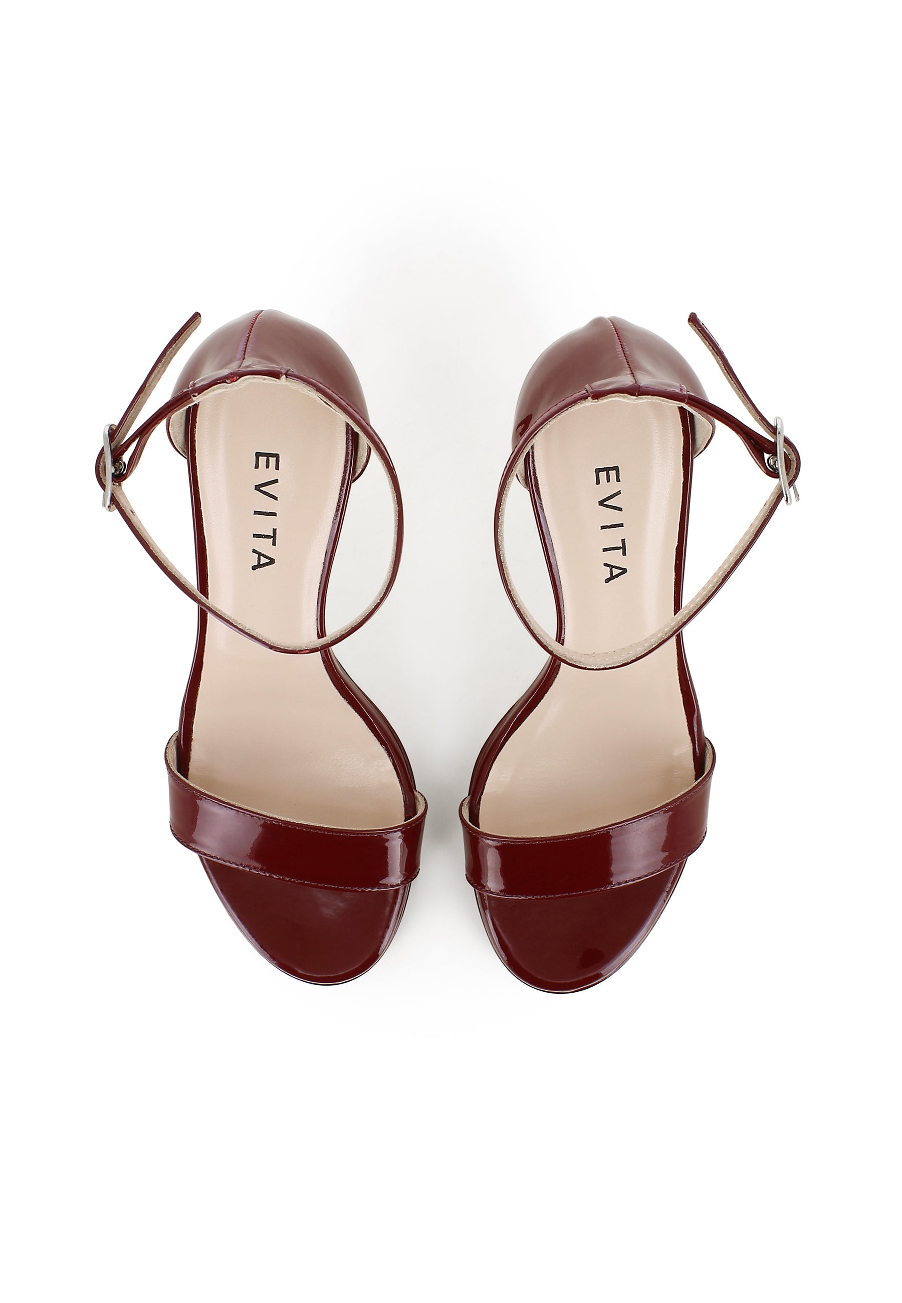 CANDIDA Damen Sandalette - Lackleder Dunkelrot