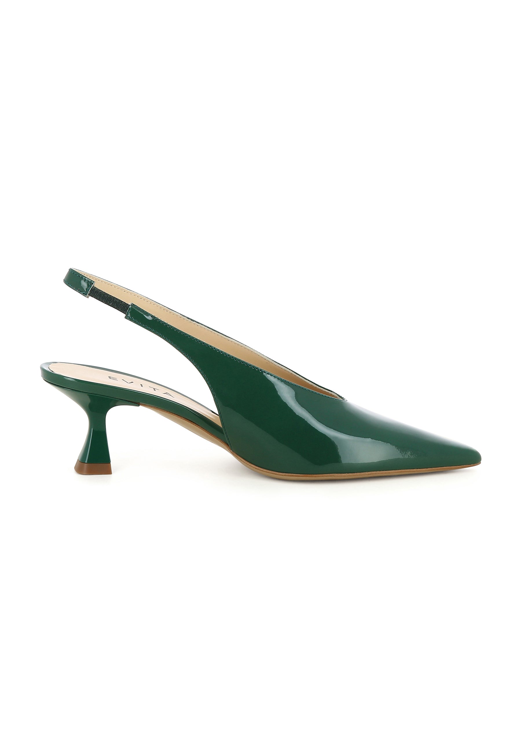 PERLA Damen Sling Pumps - Lackleder Dunkelgrün