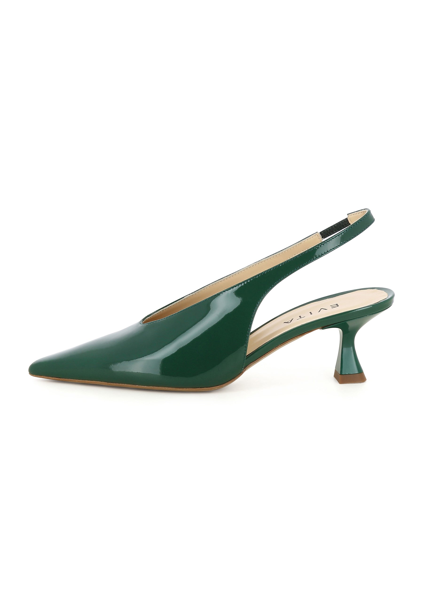 PERLA Damen Sling Pumps - Lackleder Dunkelgrün